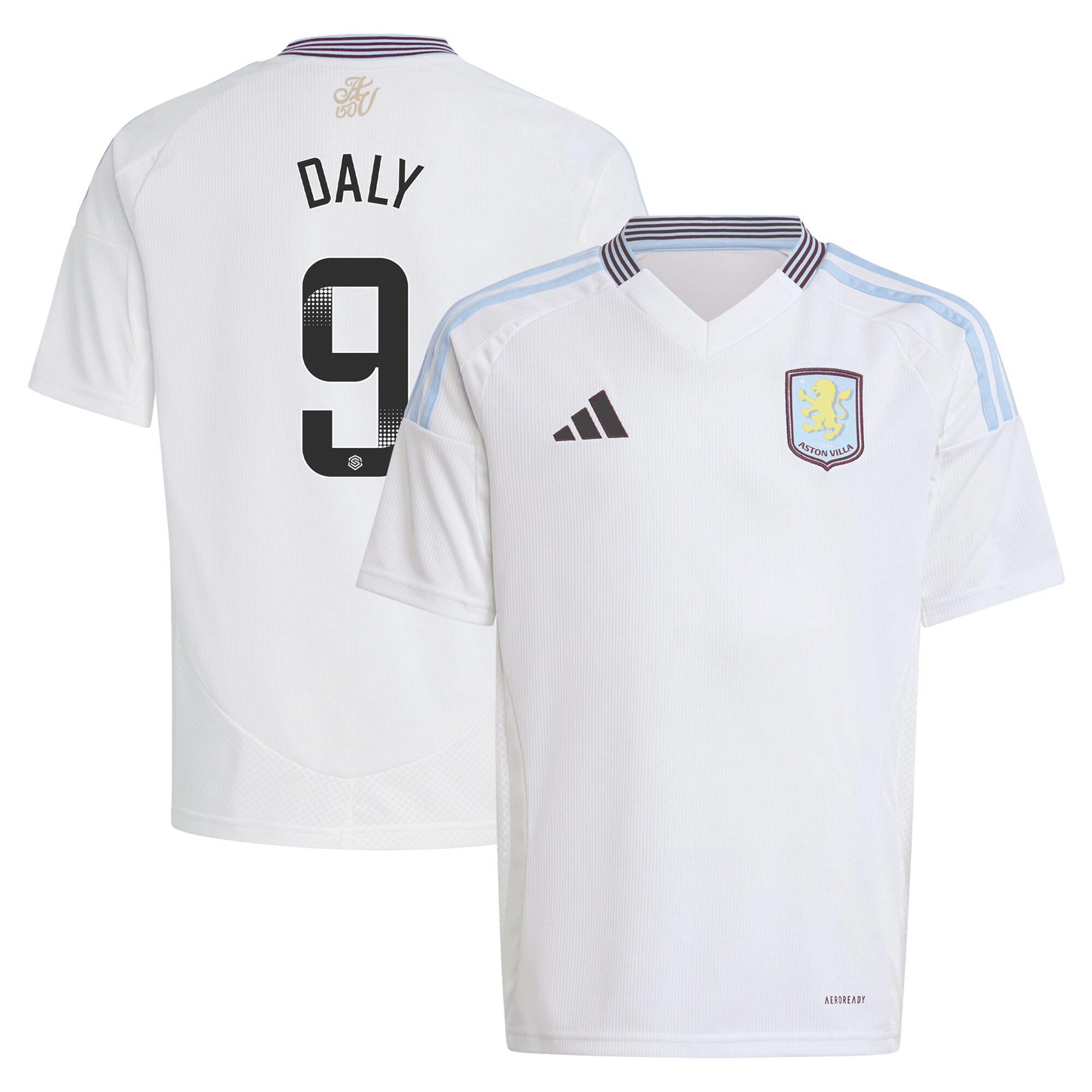 aston villa wsl adidas away shirt 2024-25 – kids with daly 9 printing Collection | Official Aston Villa FC Gear Online