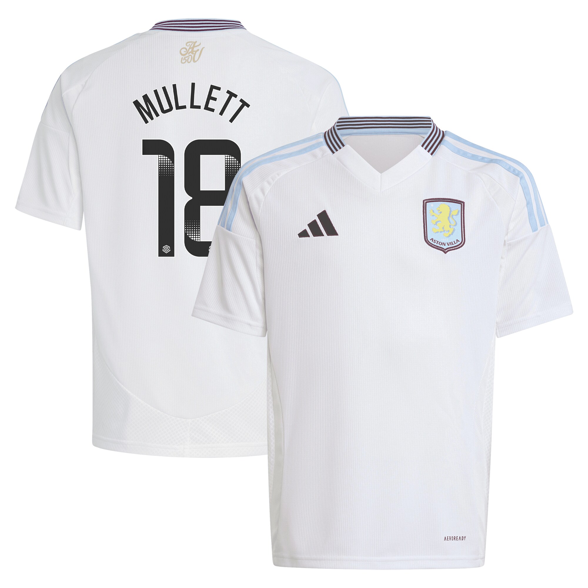 aston villa wsl adidas away shirt 2024-25 – kids with mullett 18 printing Collection | Official Aston Villa FC Gear Online