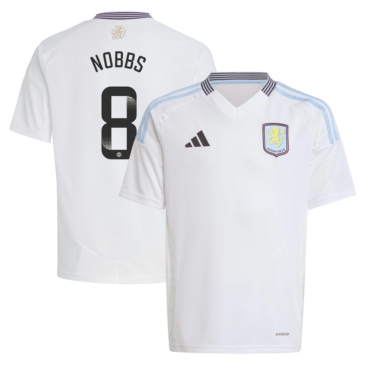 aston villa wsl adidas away shirt 2024-25 – kids with nobbs 8 printing Collection | Official Aston Villa FC Gear Online
