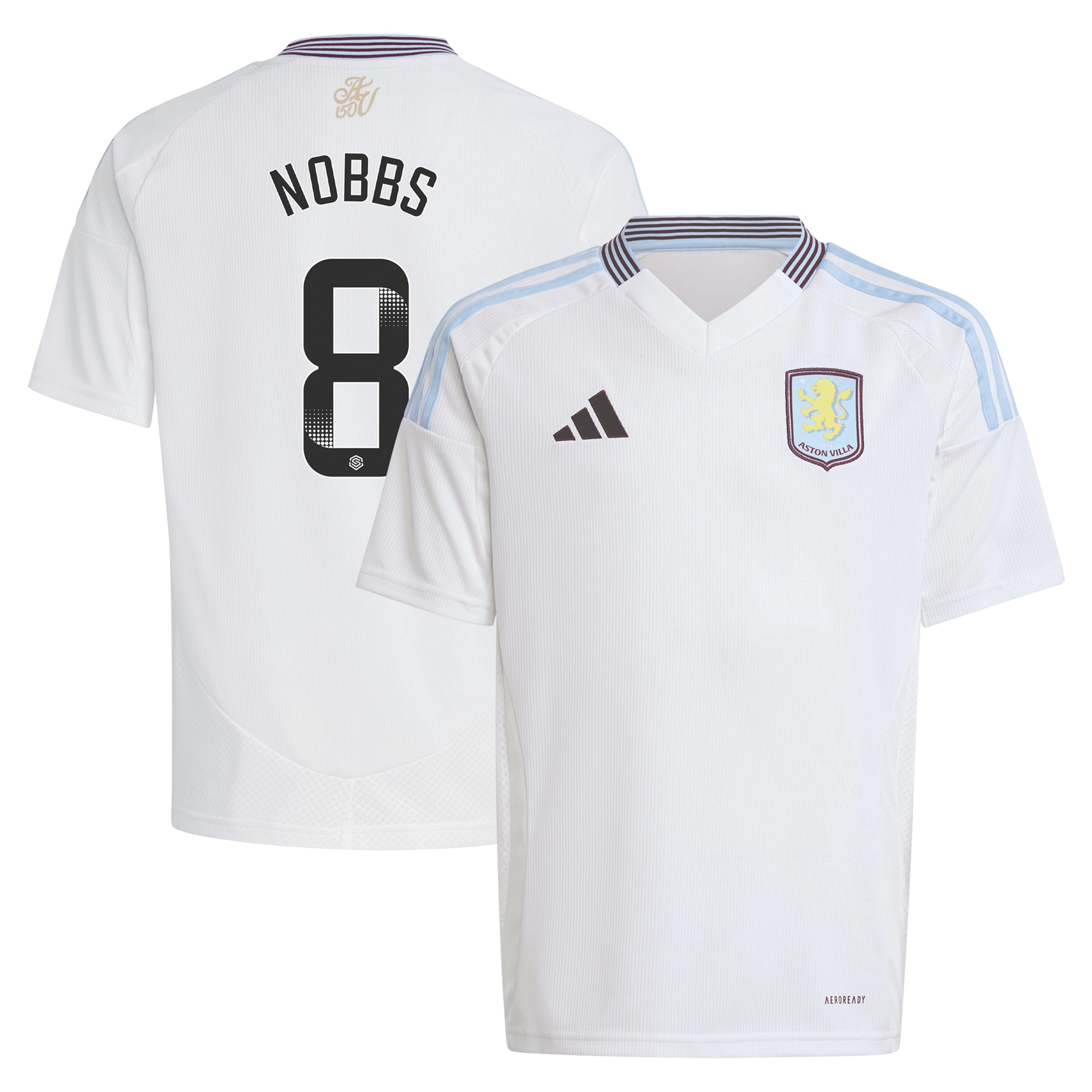 aston villa wsl adidas away shirt 2024-25 – kids with nobbs 8 printing Collection | Official Aston Villa FC Gear Online