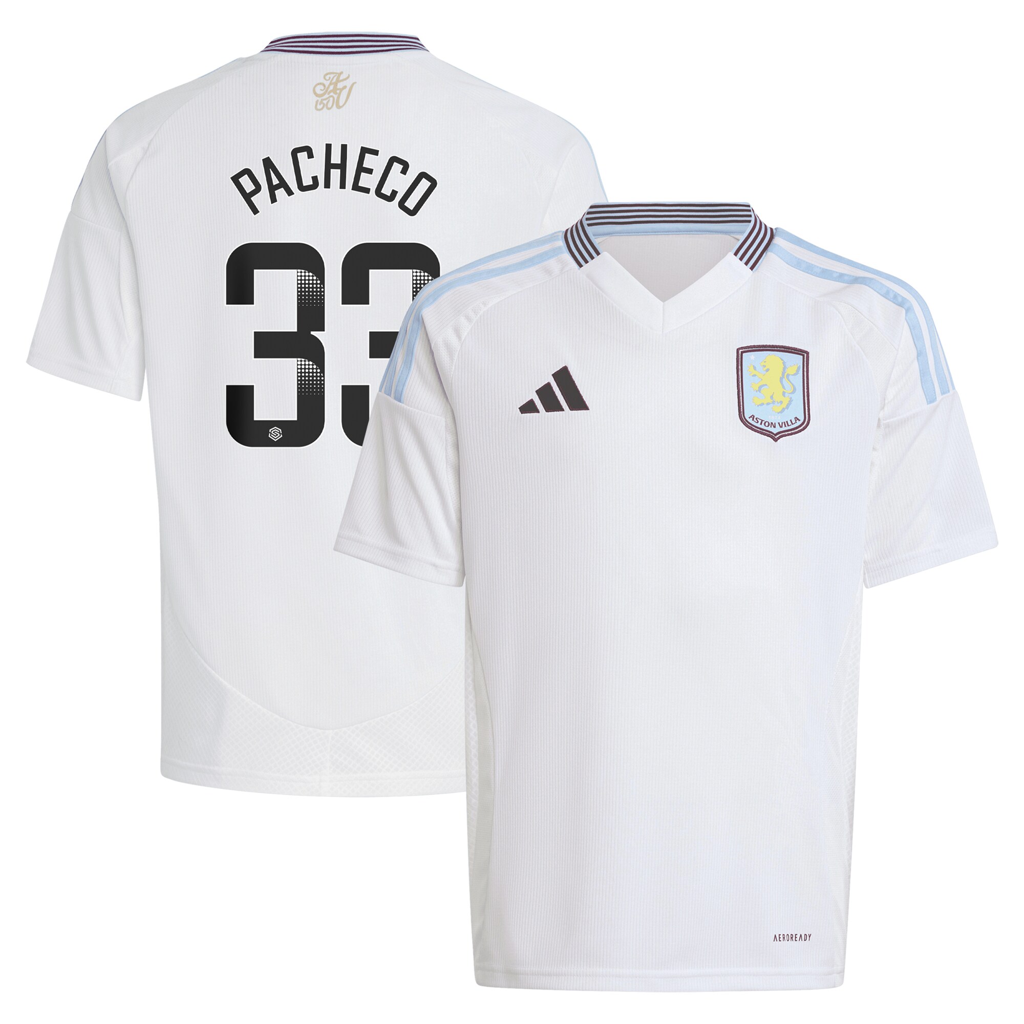 aston villa wsl adidas away shirt 2024-25 – kids with pacheco 33 printing Collection | Official Aston Villa FC Gear Online