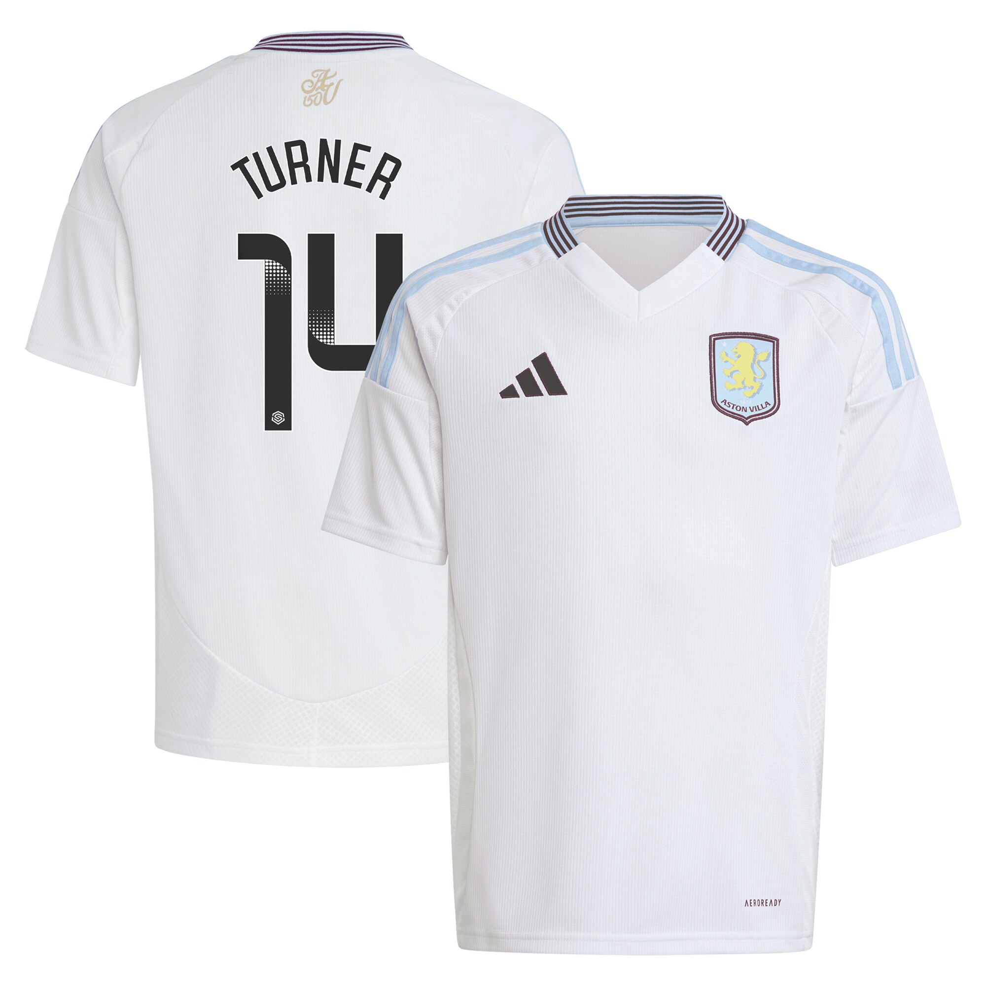 aston villa wsl adidas away shirt 2024-25 – kids with turner 14 printing Collection | Official Aston Villa FC Gear Online
