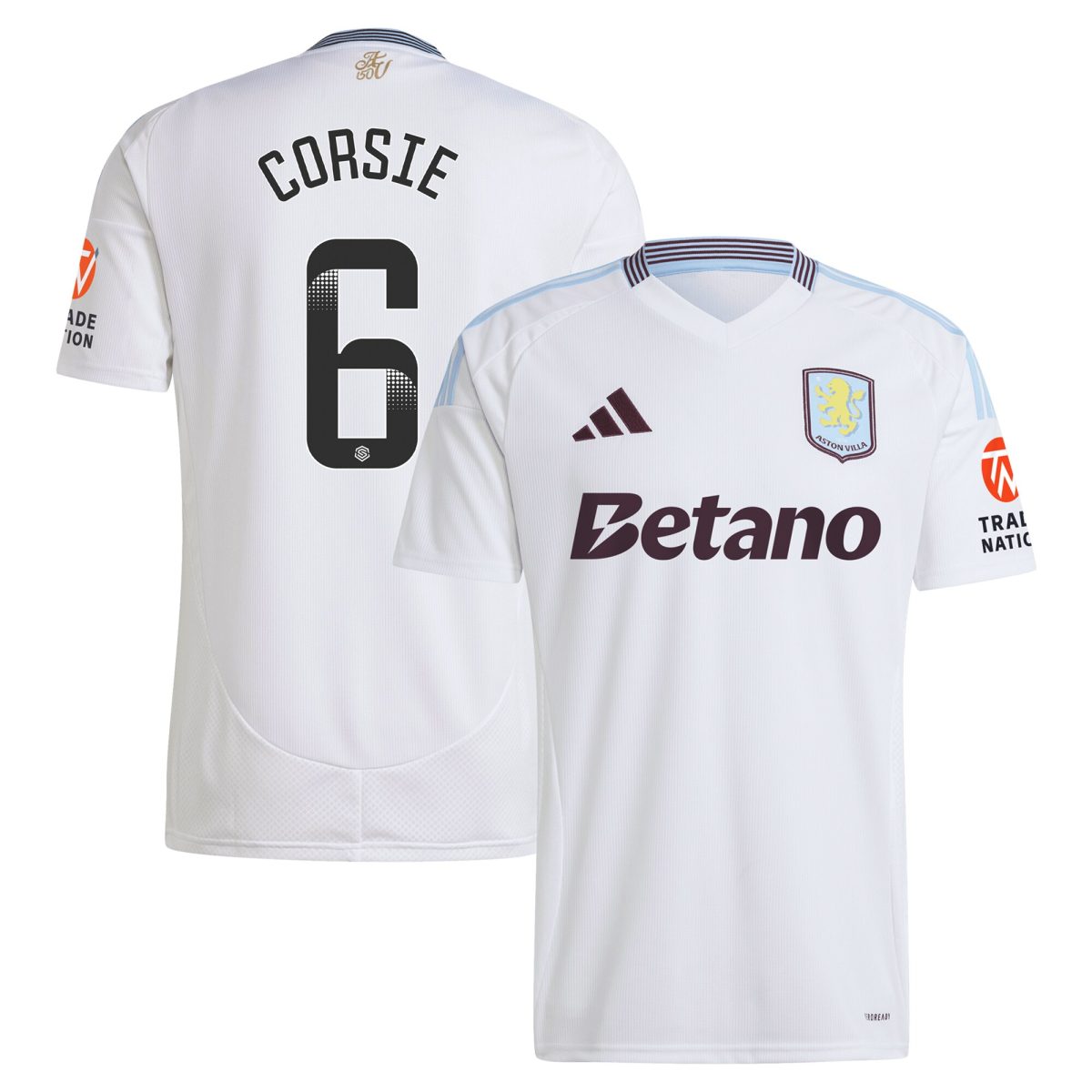 aston villa wsl adidas away shirt 2024-25 with corsie 6 printing Collection | Official Aston Villa FC Gear Online