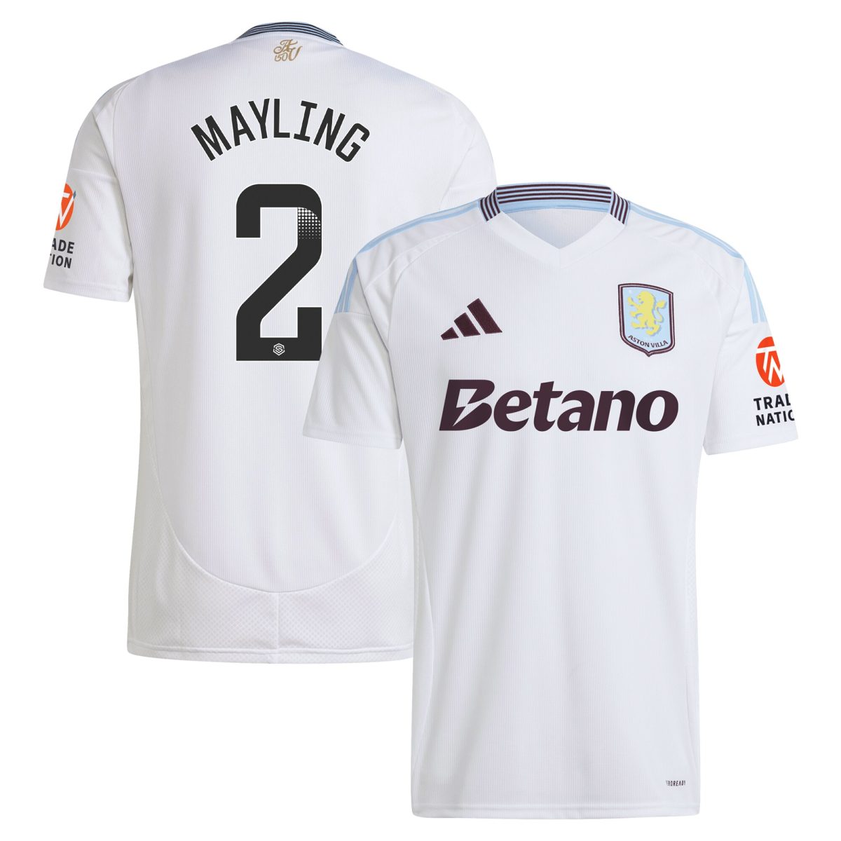 aston villa wsl adidas away shirt 2024-25 with mayling 2 printing Collection | Official Aston Villa FC Gear Online