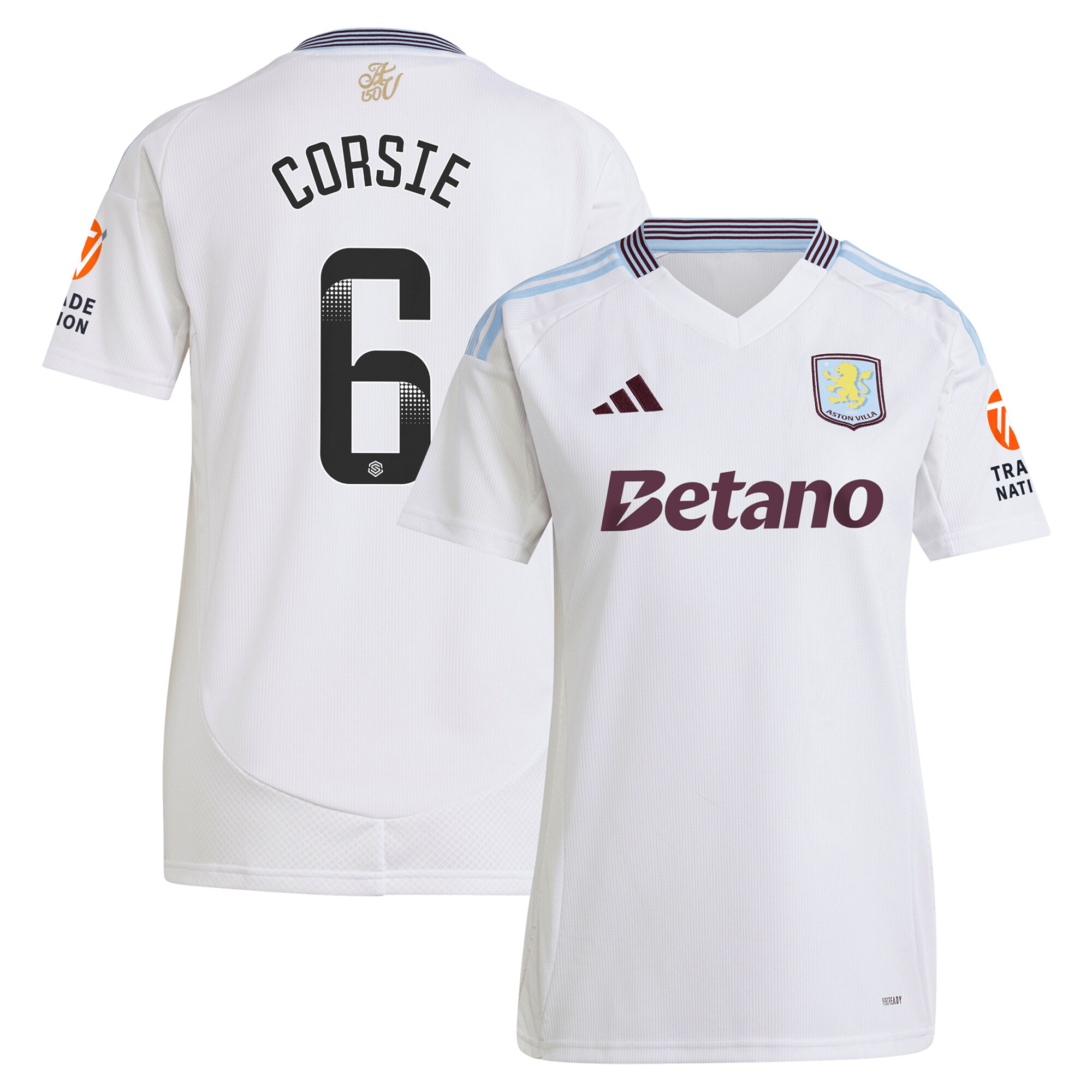 aston villa wsl adidas away shirt 2024-25 – womens with corsie 6 printing Collection | Official Aston Villa FC Gear Online