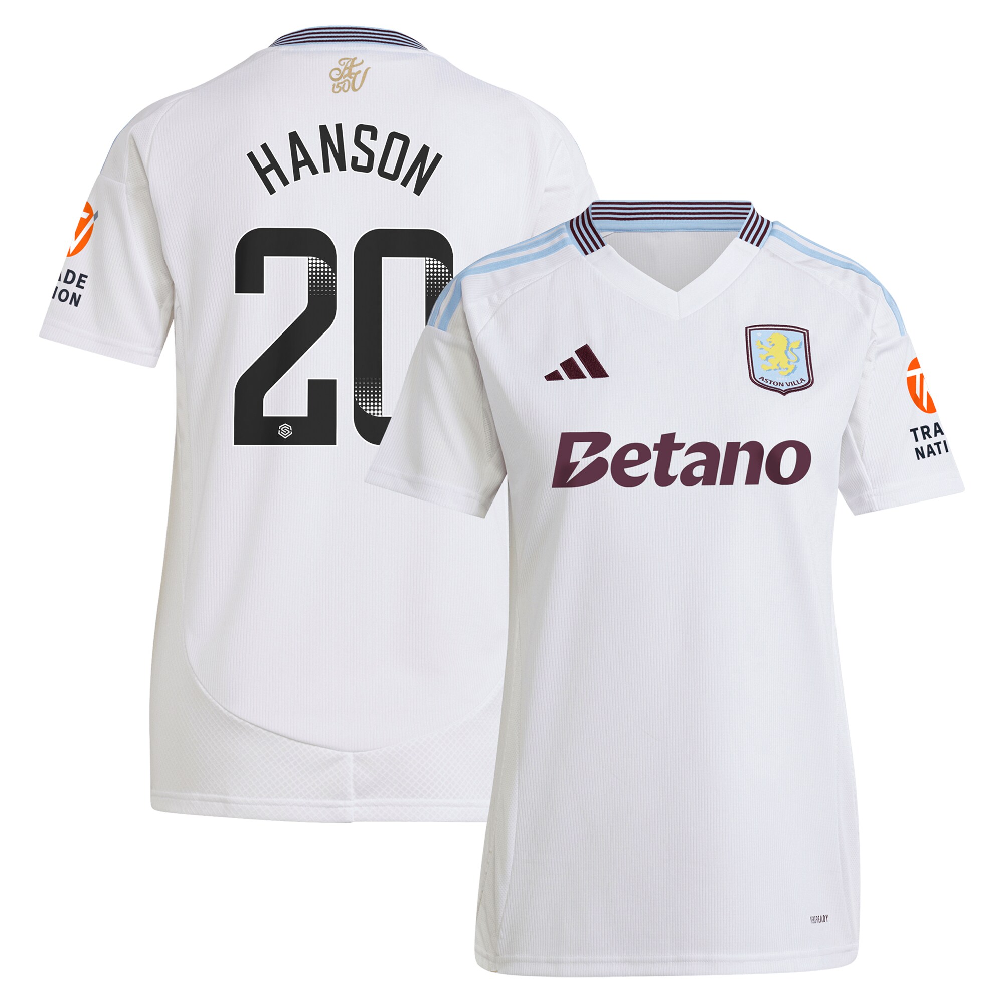 aston villa wsl adidas away shirt 2024-25 – womens with hanson 20 printing Collection | Official Aston Villa FC Gear Online
