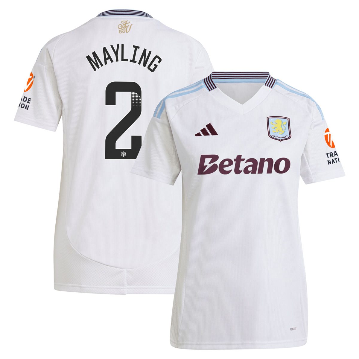aston villa wsl adidas away shirt 2024-25 – womens with mayling 2 printing Collection | Official Aston Villa FC Gear Online