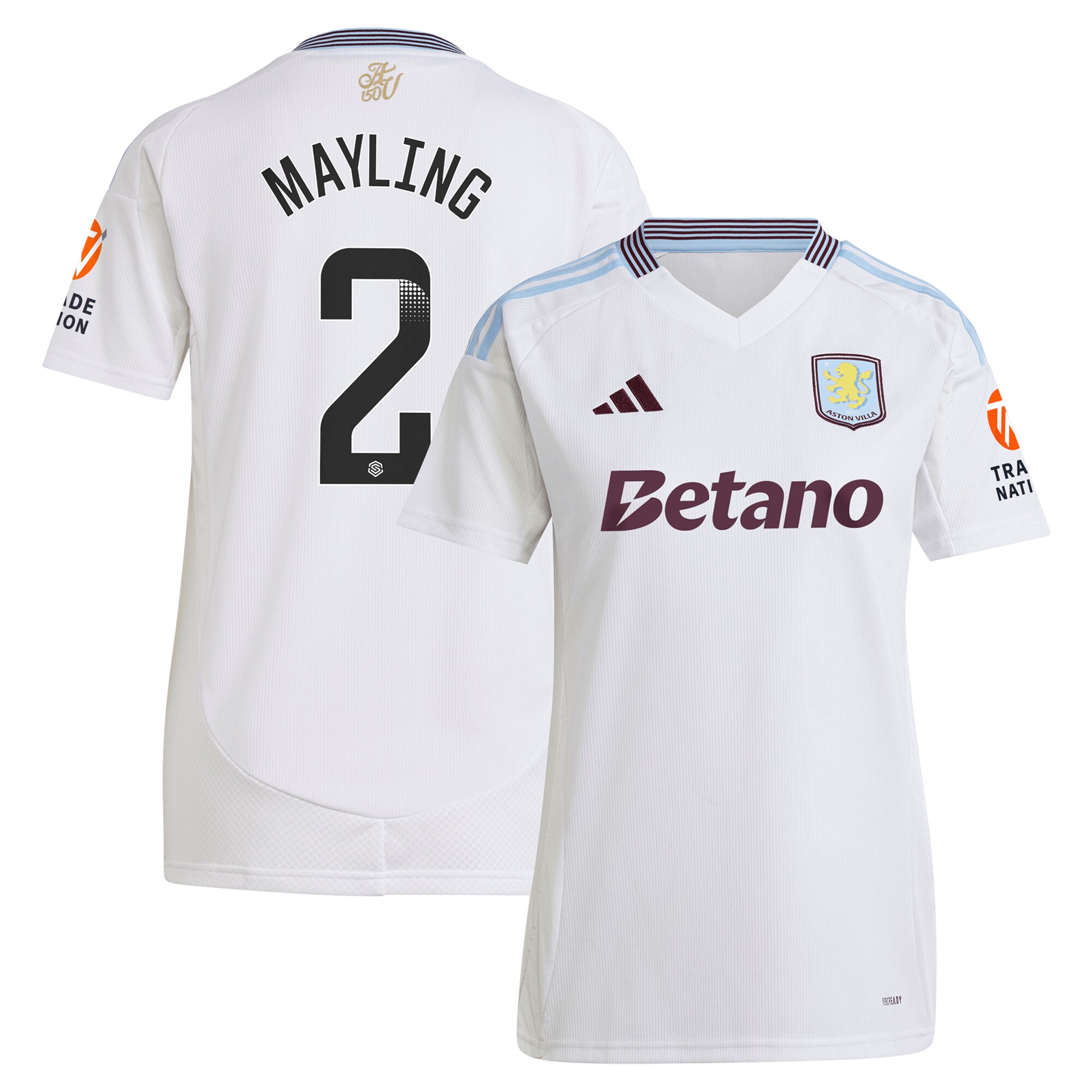 aston villa wsl adidas away shirt 2024-25 – womens with mayling 2 printing Collection | Official Aston Villa FC Gear Online