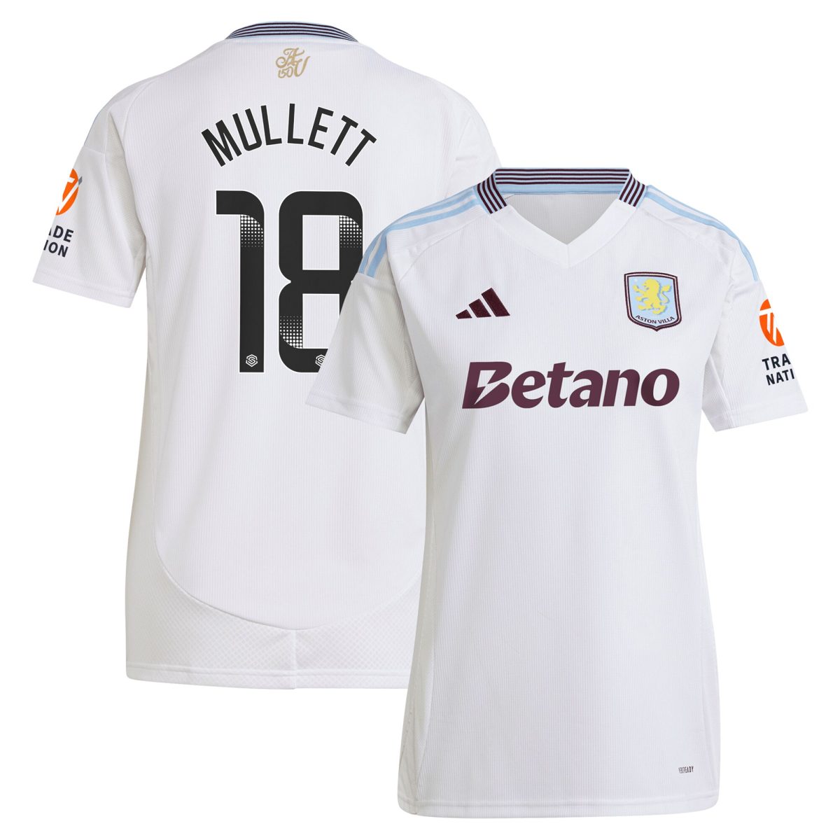 aston villa wsl adidas away shirt 2024-25 – womens with mullett 18 printing Collection | Official Aston Villa FC Gear Online