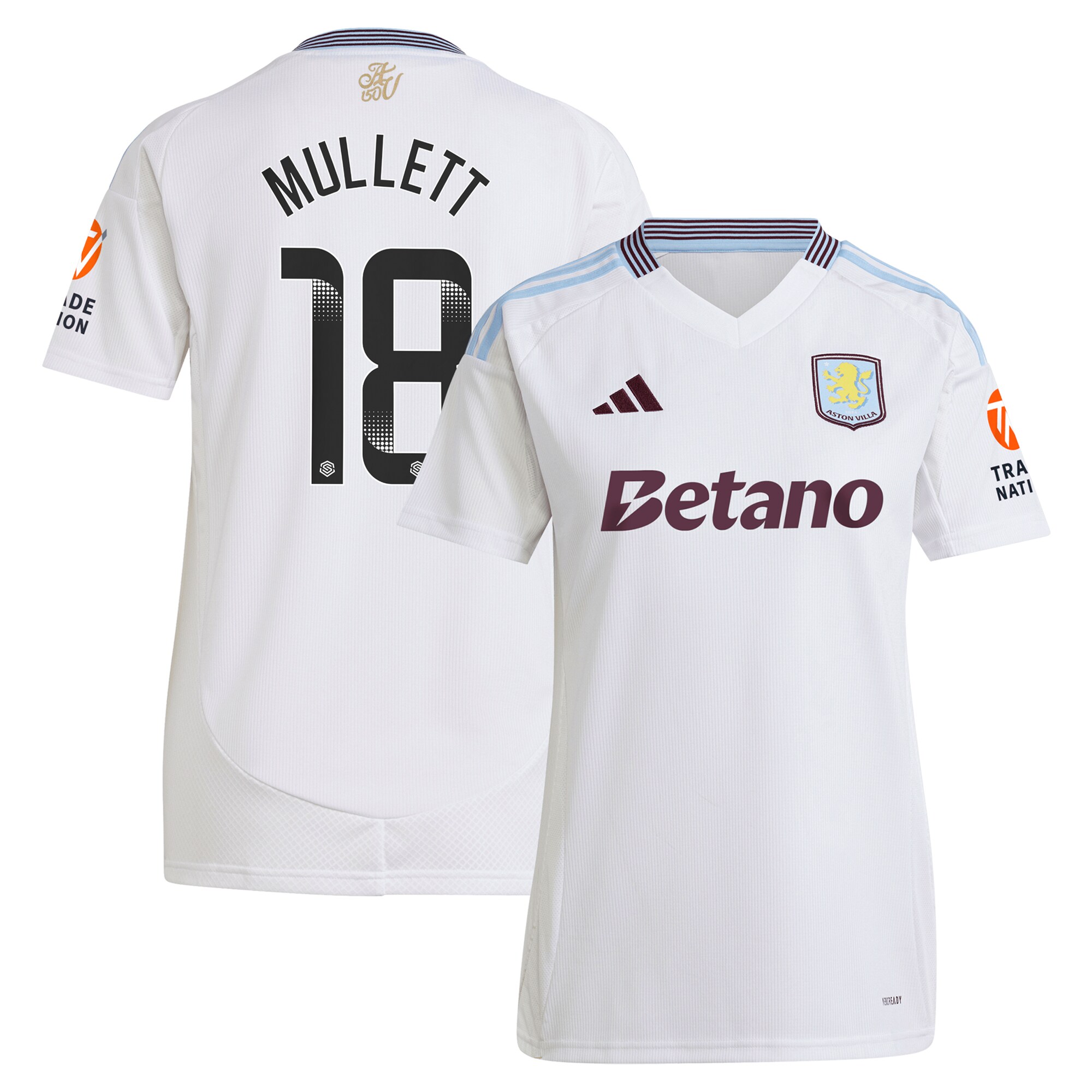 aston villa wsl adidas away shirt 2024-25 – womens with mullett 18 printing Collection | Official Aston Villa FC Gear Online