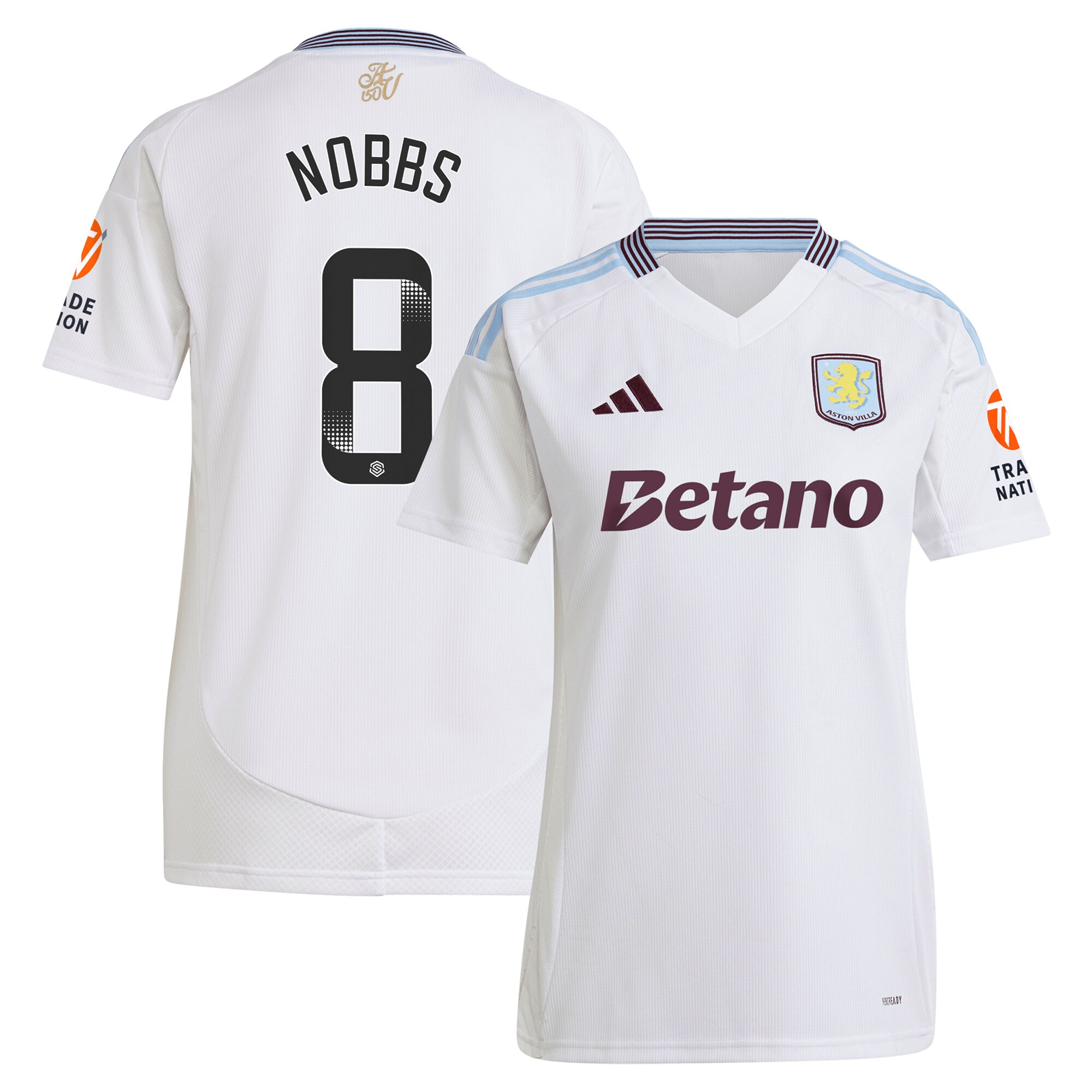 aston villa wsl adidas away shirt 2024-25 – womens with nobbs 8 printing Collection | Official Aston Villa FC Gear Online