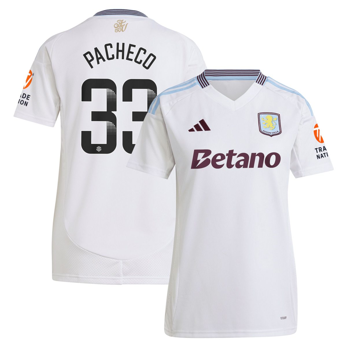 aston villa wsl adidas away shirt 2024-25 – womens with pacheco 33 printing Collection | Official Aston Villa FC Gear Online