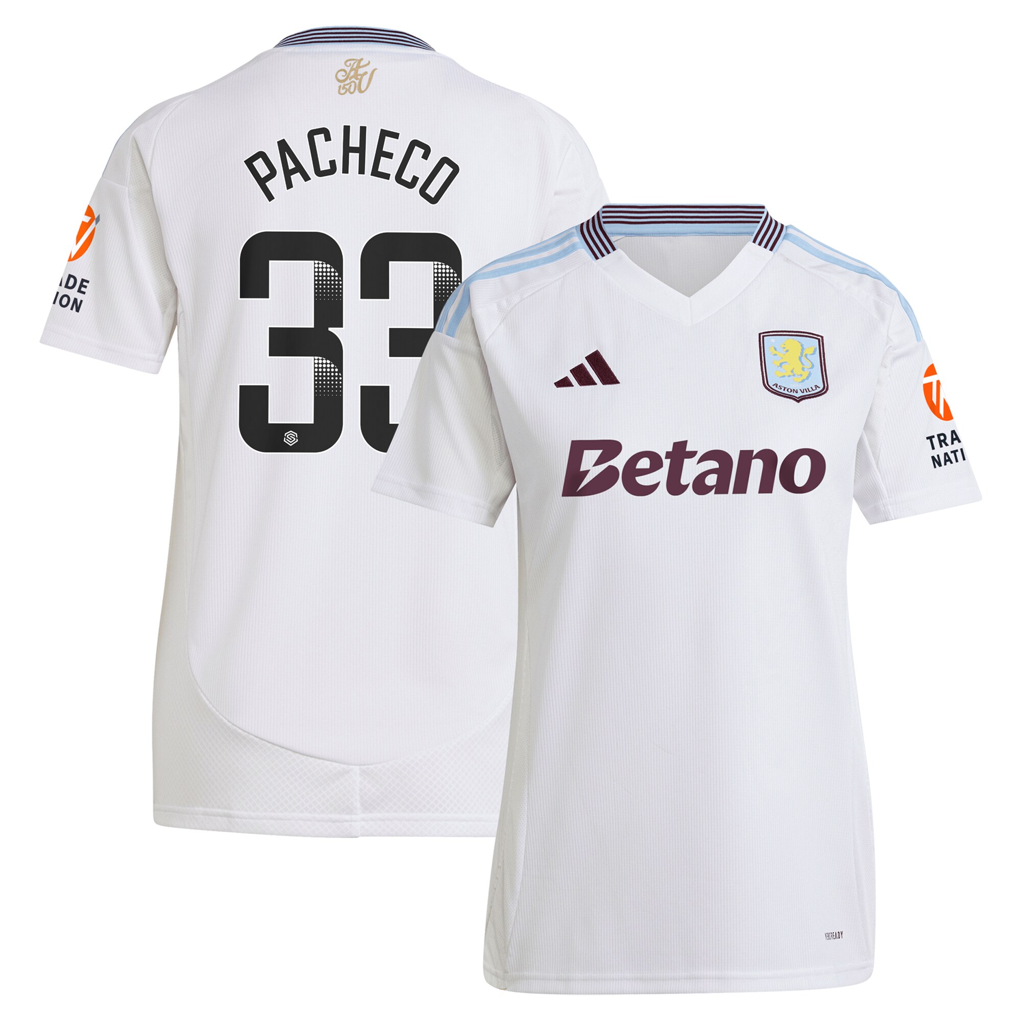 aston villa wsl adidas away shirt 2024-25 – womens with pacheco 33 printing Collection | Official Aston Villa FC Gear Online