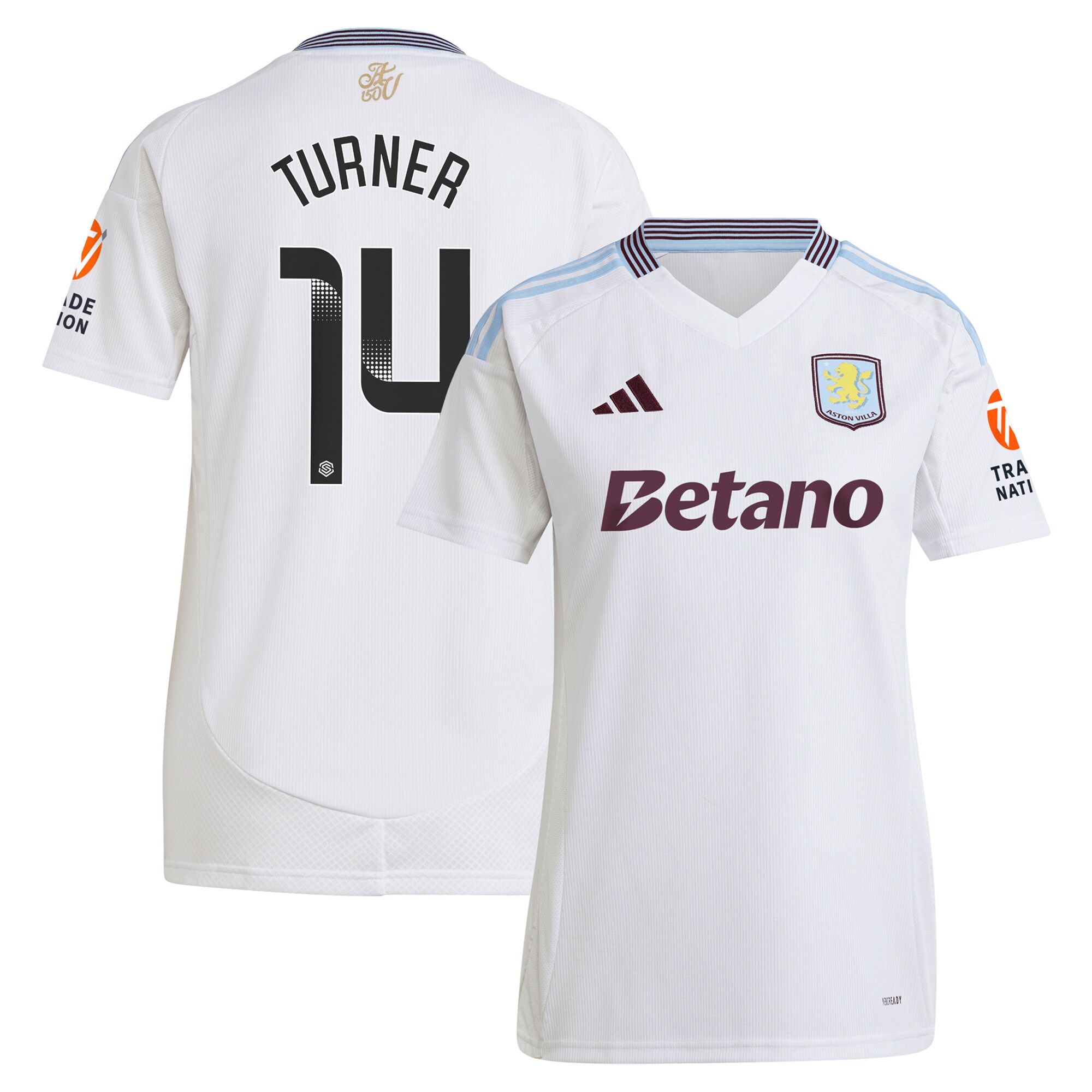 aston villa wsl adidas away shirt 2024-25 – womens with turner 14 printing Collection | Official Aston Villa FC Gear Online