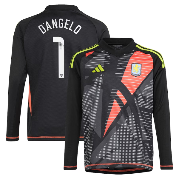 aston villa wsl adidas goalkeeper shirt 2024-25 – long sleeve – kids with d8217angelo 1 printing Collection | Official Aston Villa FC Gear Online