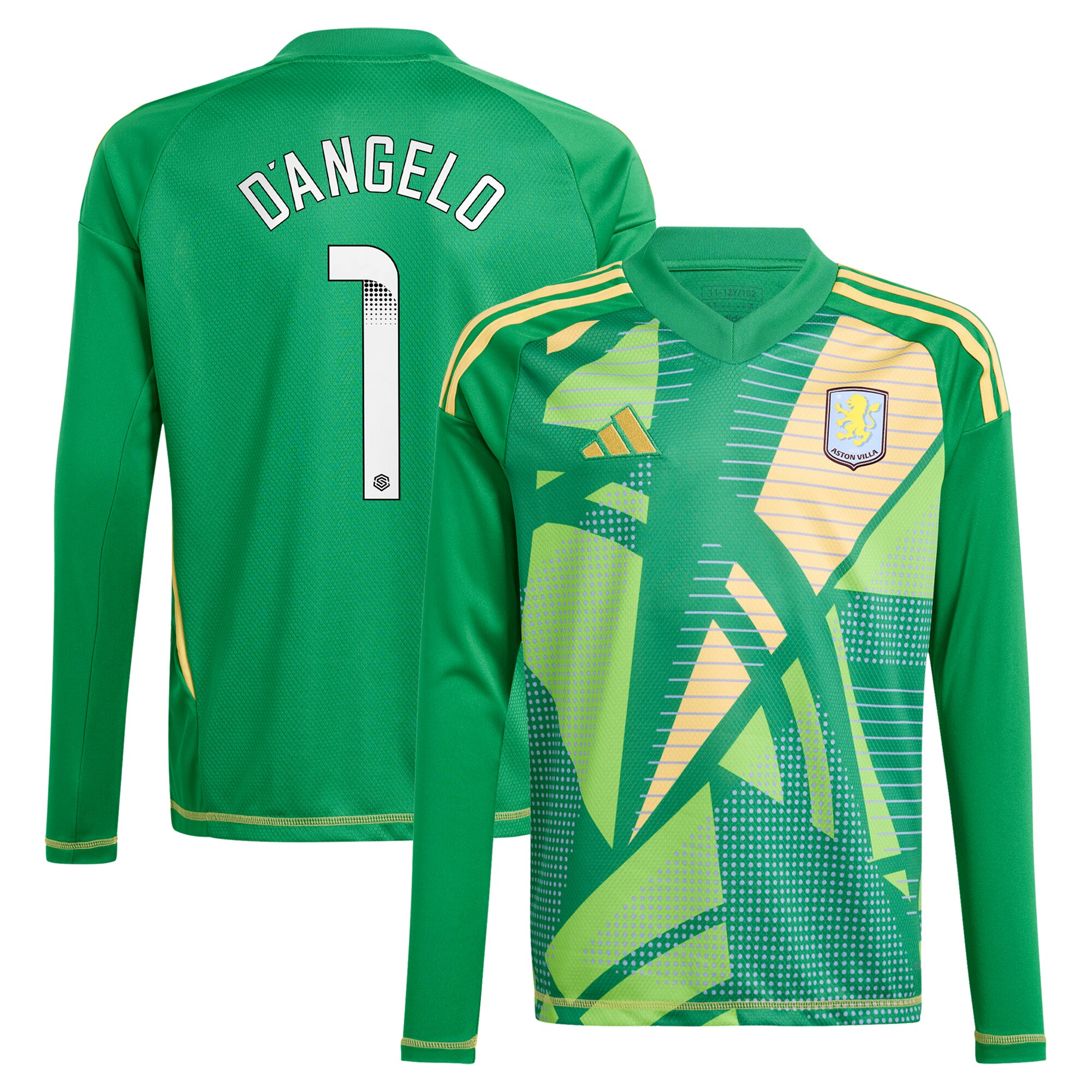aston villa wsl adidas goalkeeper shirt 2024-25 – long sleeve – kids with dangelo 1 printing – 202712206-01 Collection | Official Aston Villa FC Gear Online