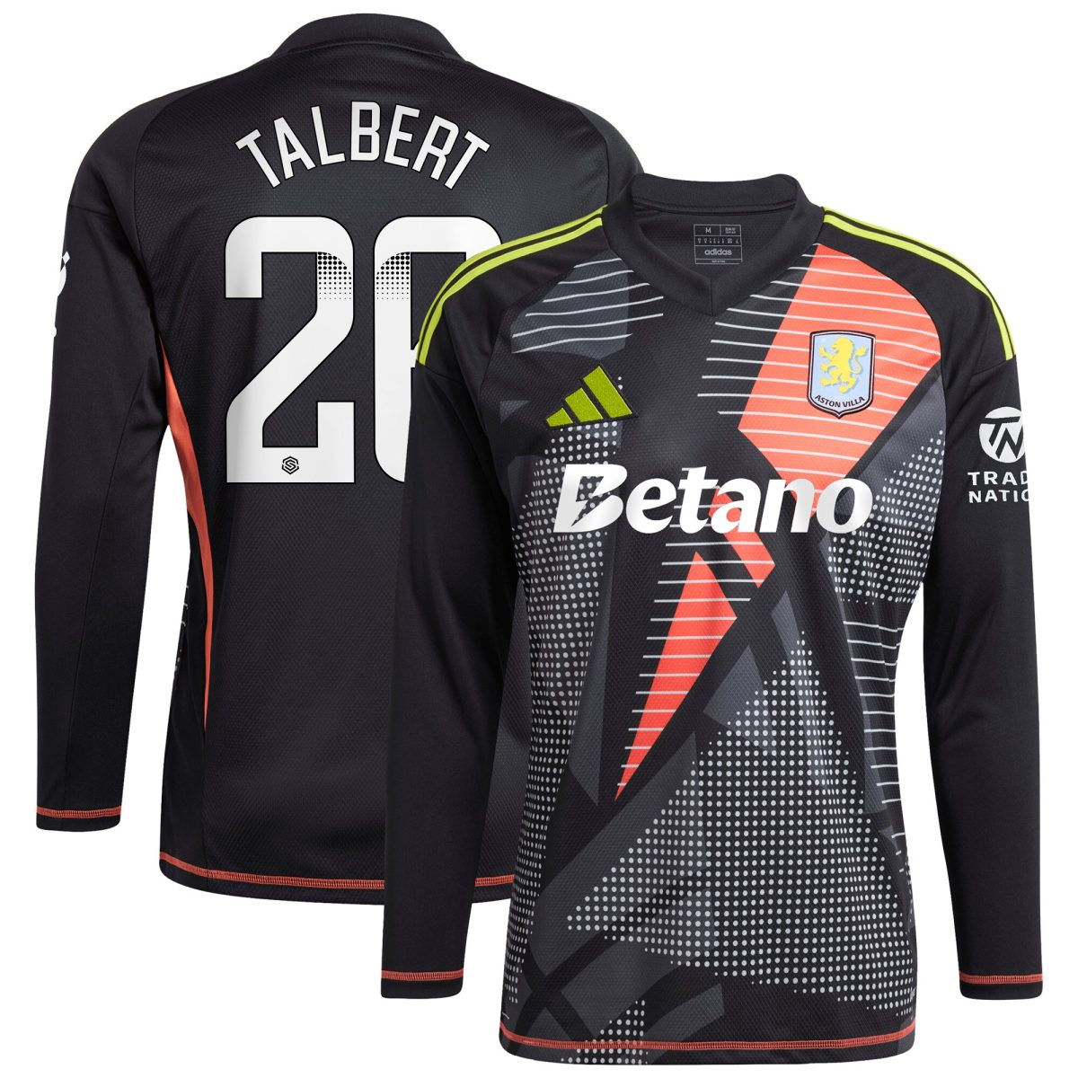 aston villa wsl adidas goalkeeper shirt 2024-25 – long sleeve with talbert 26 printing Collection | Official Aston Villa FC Gear Online