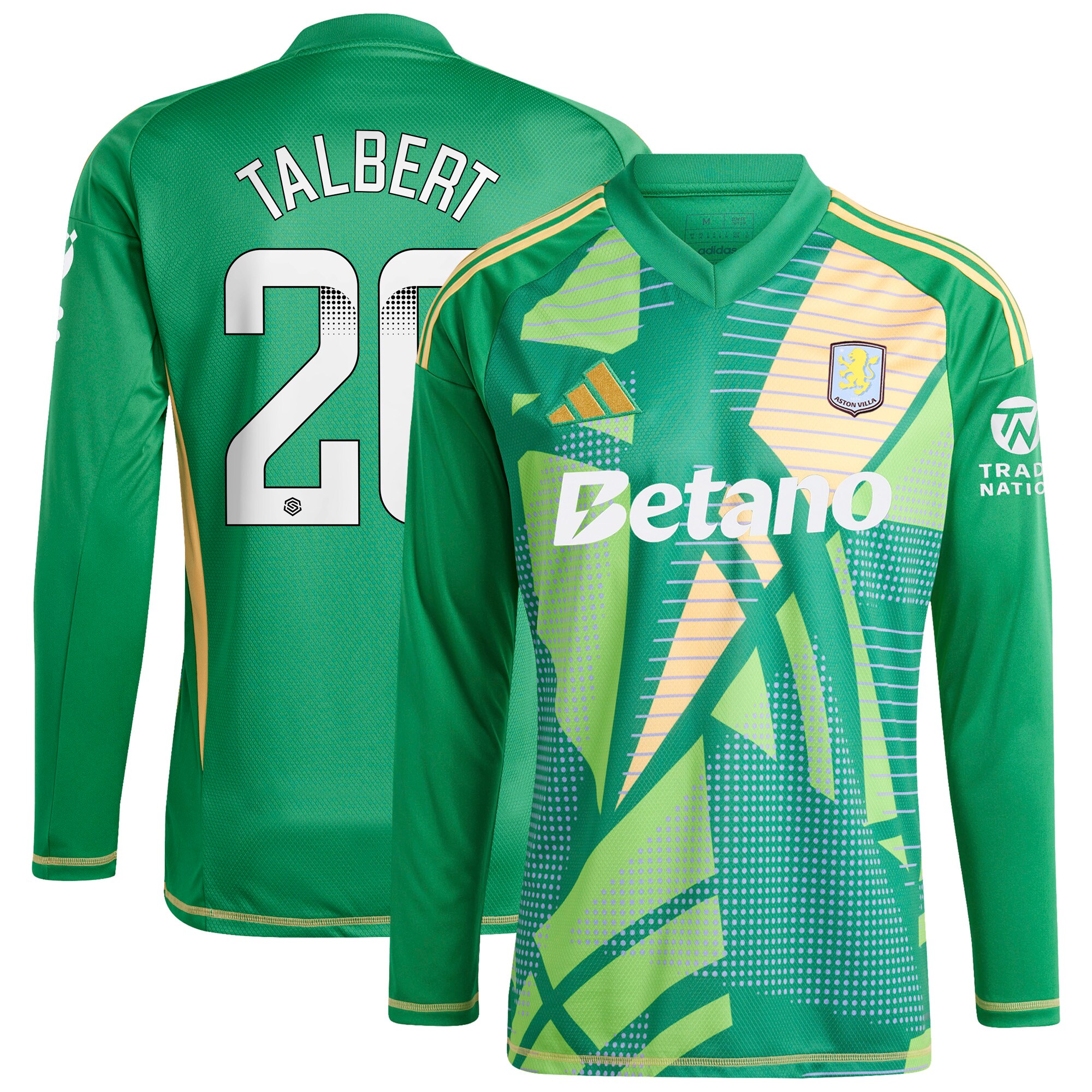 aston villa wsl adidas goalkeeper shirt 2024-25 – long sleeve with talbert 26 printing 202849399 Collection | Official Aston Villa FC Gear Online