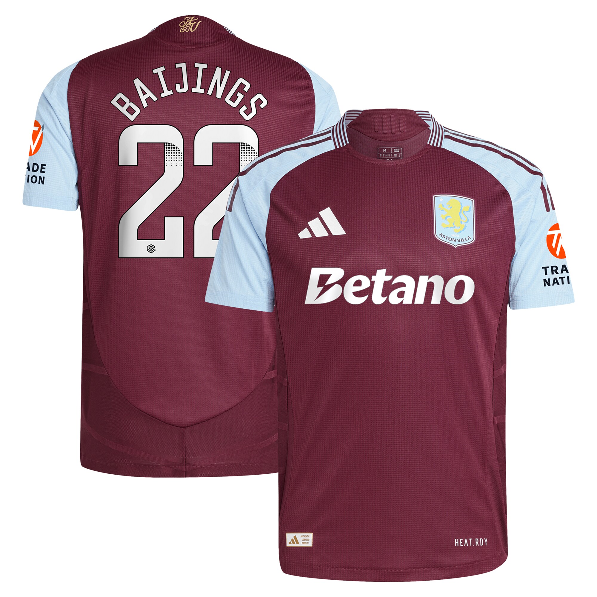 aston villa wsl adidas home authentic shirt 2024-25 with baijings 22 printing Collection | Official Aston Villa FC Gear Online