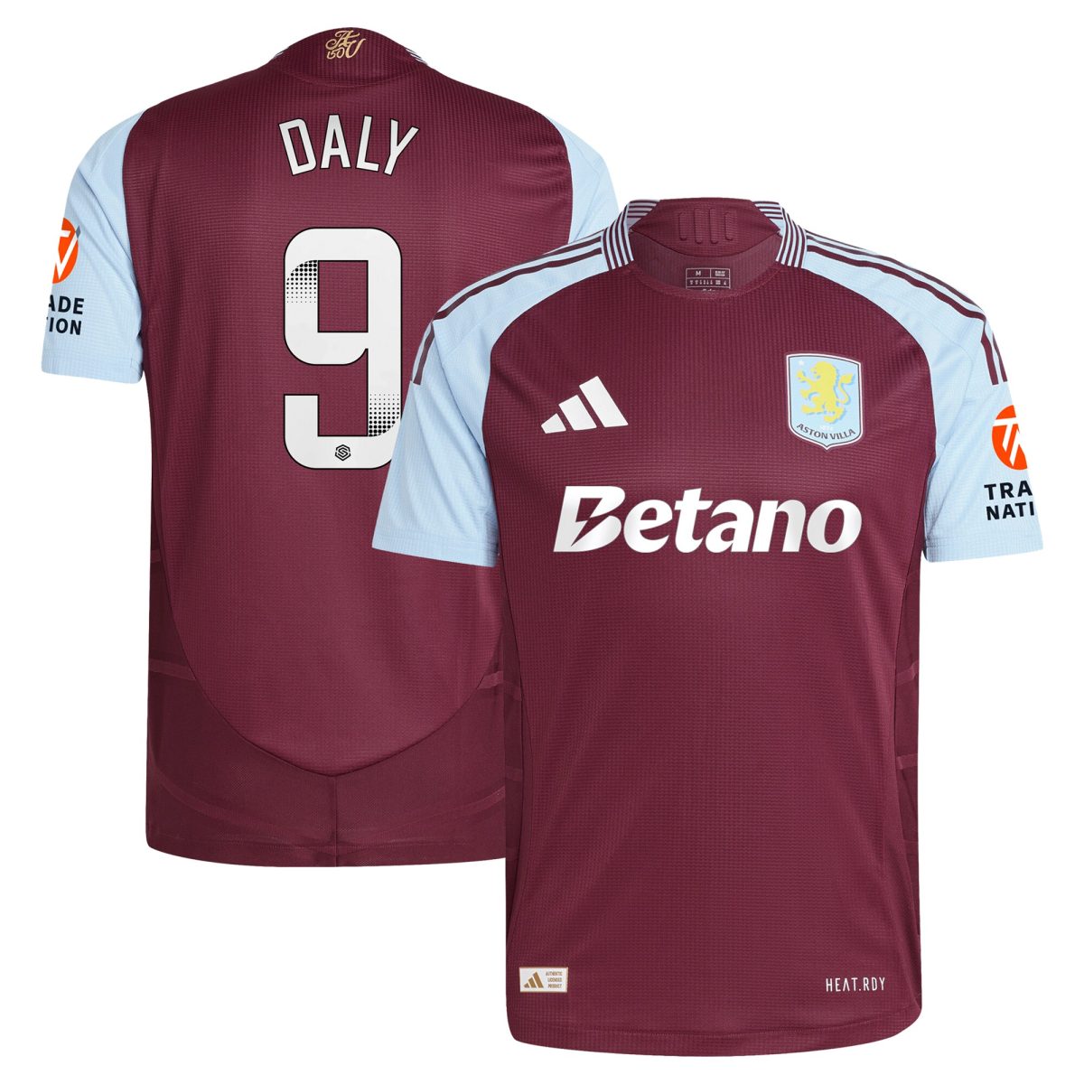 aston villa wsl adidas home authentic shirt 2024-25 with daly 9 printing Collection | Official Aston Villa FC Gear Online