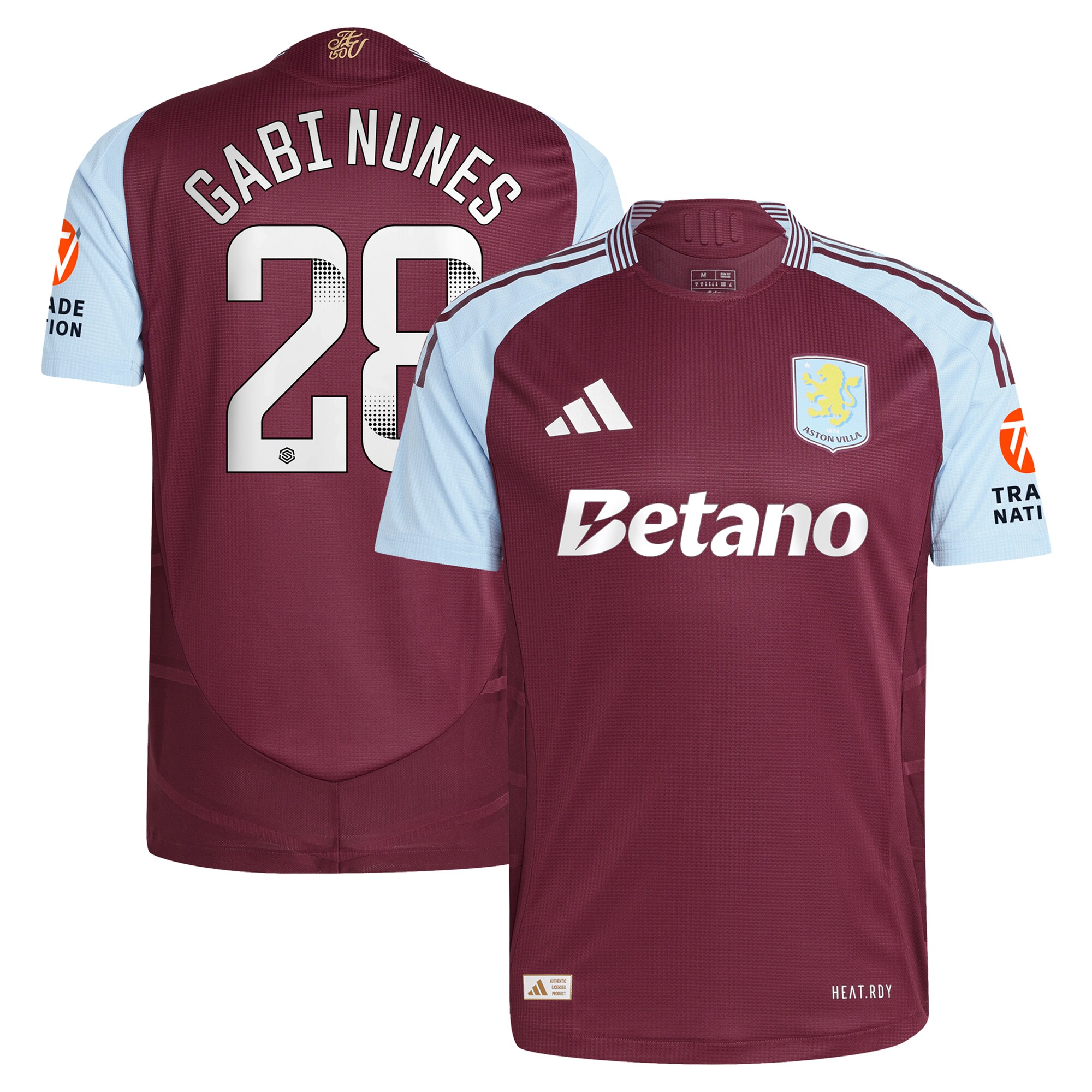 aston villa wsl adidas home authentic shirt 2024-25 with gabi nunes 28 printing Collection | Official Aston Villa FC Gear Online