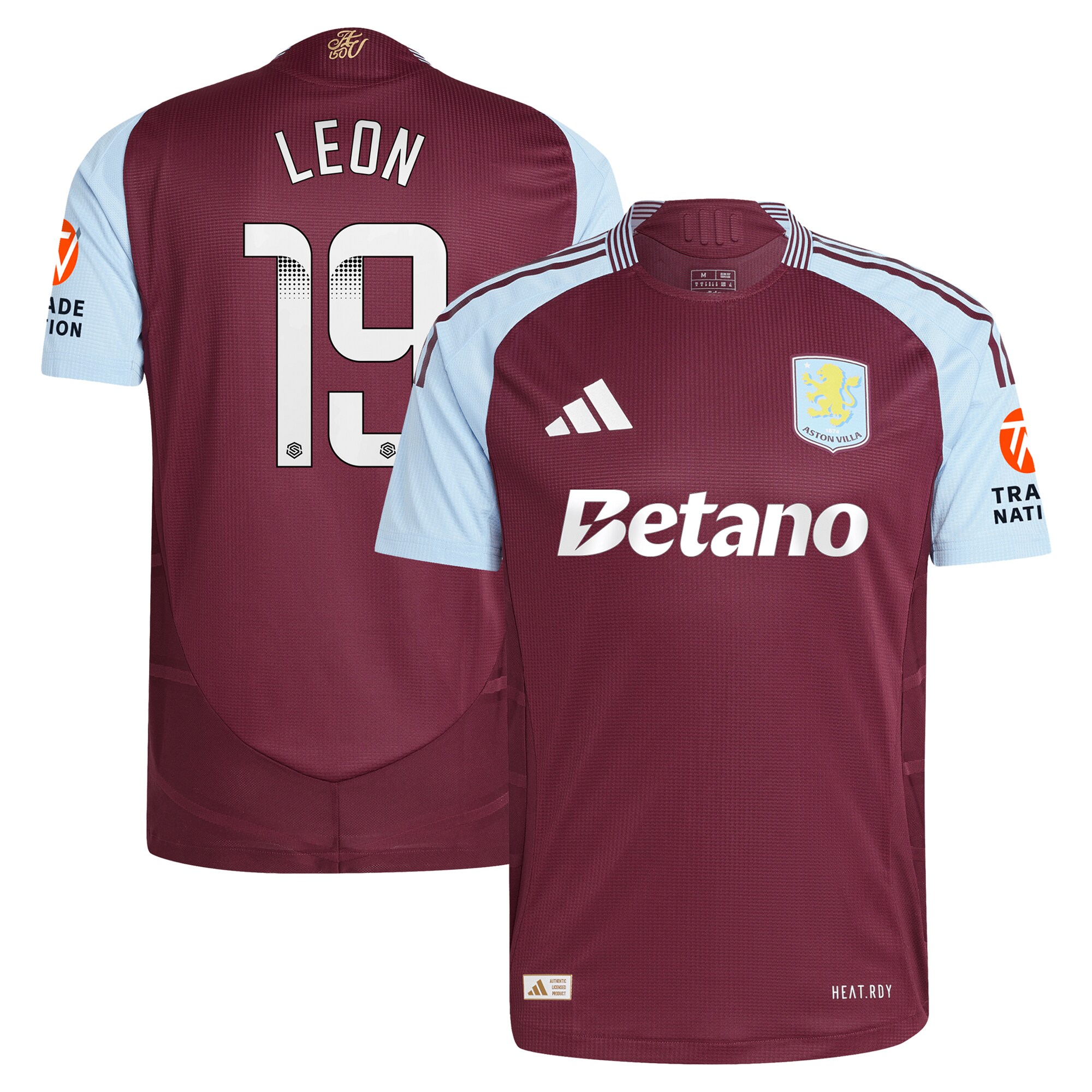 aston villa wsl adidas home authentic shirt 2024-25 with leon 19 printing Collection | Official Aston Villa FC Gear Online