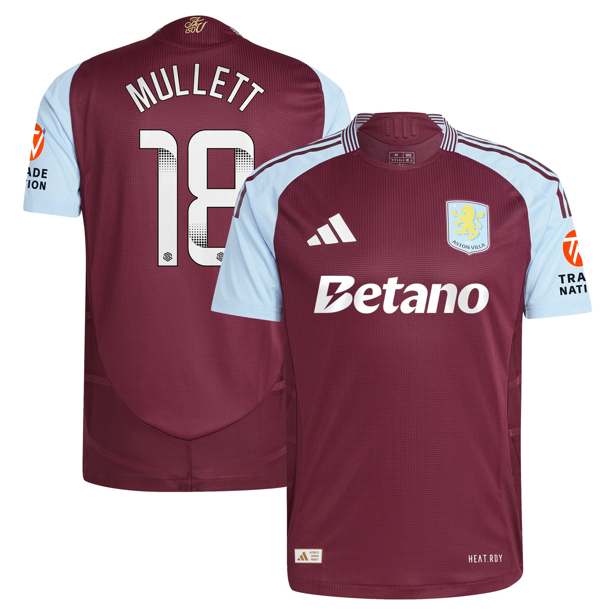 aston villa wsl adidas home authentic shirt 2024-25 with mullett 18 printing Collection | Official Aston Villa FC Gear Online