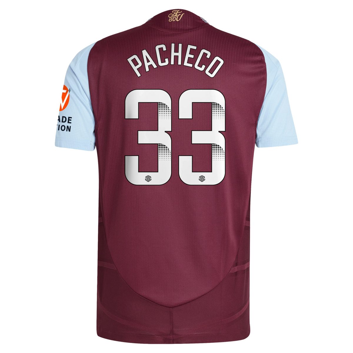 aston villa wsl adidas home authentic shirt 2024-25 with pacheco 33 printing Collection | Official Aston Villa FC Gear Online