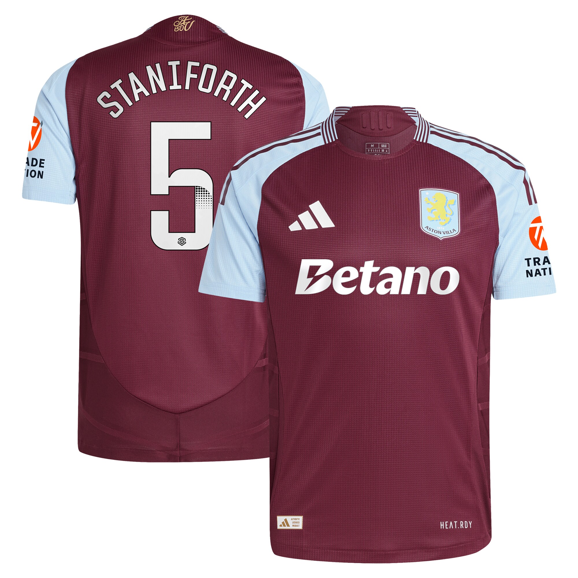 aston villa wsl adidas home authentic shirt 2024-25 with staniforth 5 printing Collection | Official Aston Villa FC Gear Online