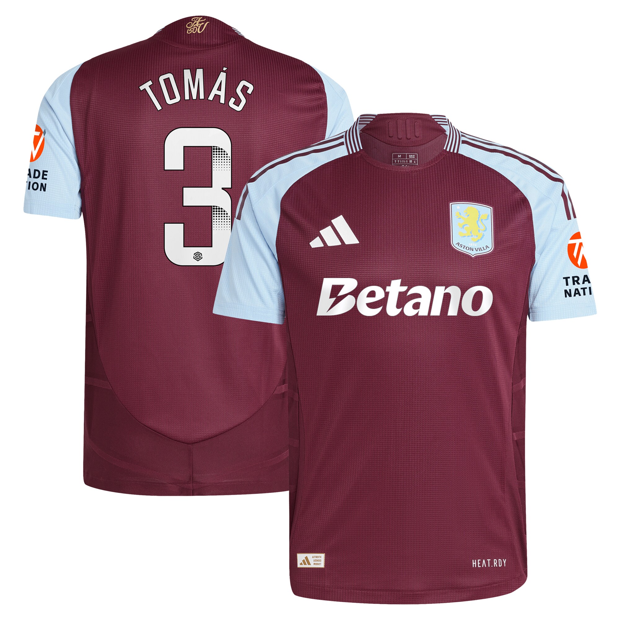aston villa wsl adidas home authentic shirt 2024-25 with tomás 3 printing Collection | Official Aston Villa FC Gear Online
