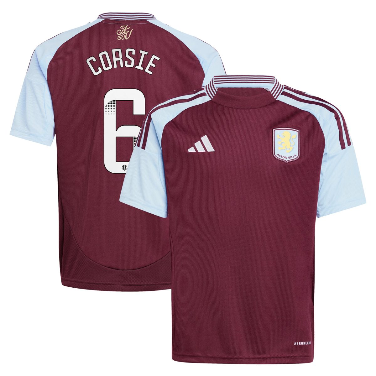 aston villa wsl adidas home shirt 2024-25 – kids with corsie 6 printing Collection | Official Aston Villa FC Gear Online