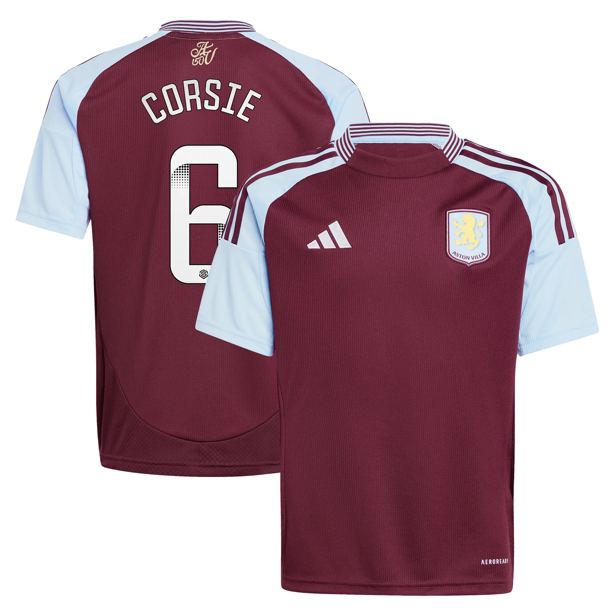 aston villa wsl adidas home shirt 2024-25 – kids with corsie 6 printing Collection | Official Aston Villa FC Gear Online