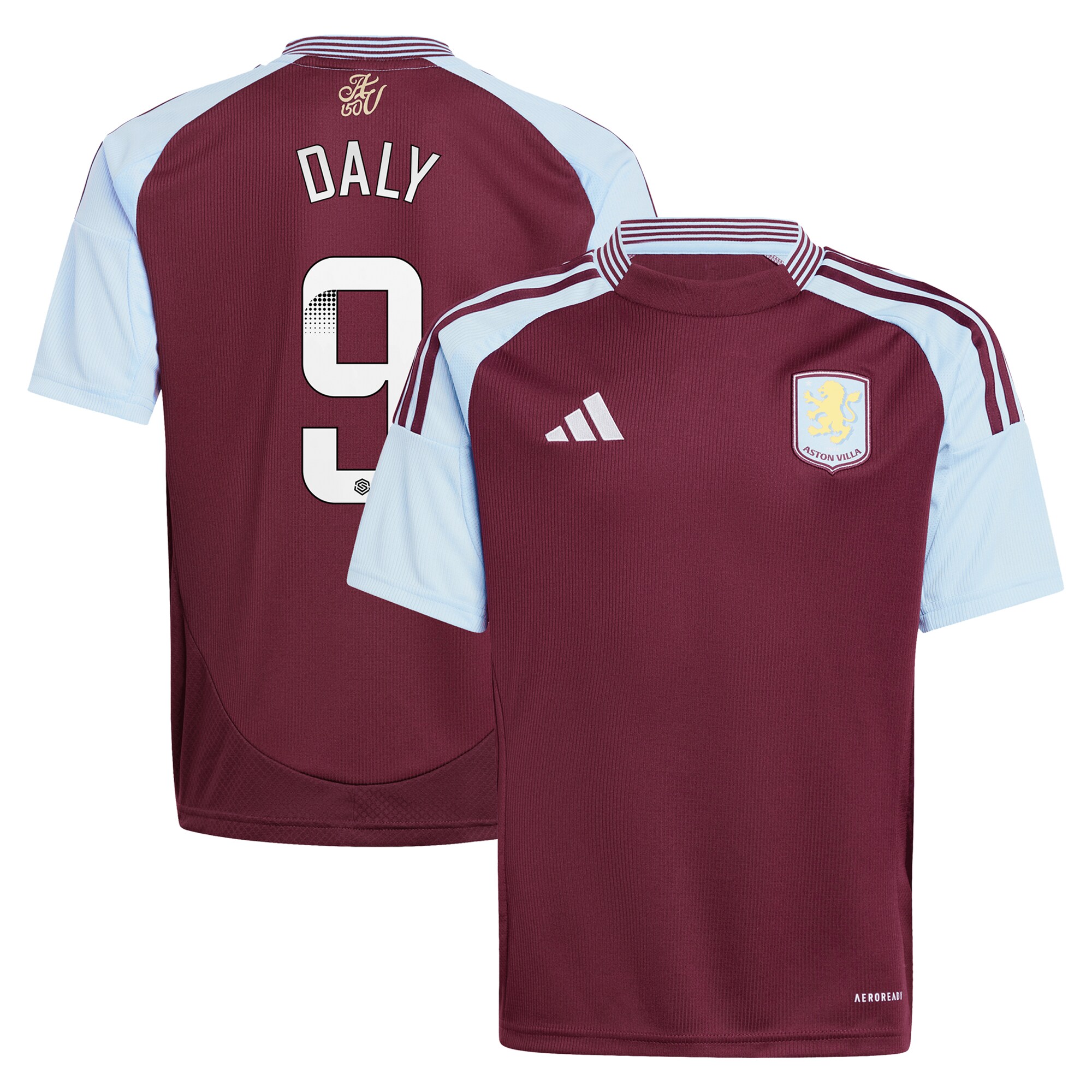 aston villa wsl adidas home shirt 2024-25 – kids with daly 9 printing Collection | Official Aston Villa FC Gear Online