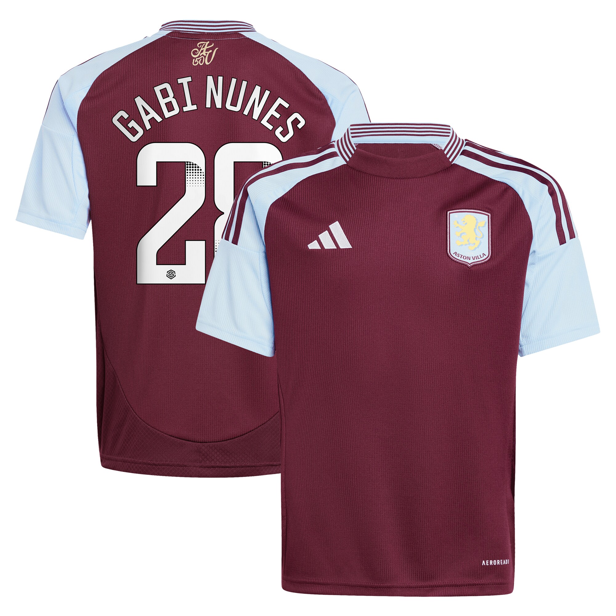 aston villa wsl adidas home shirt 2024-25 – kids with gabi nunes 28 printing Collection | Official Aston Villa FC Gear Online