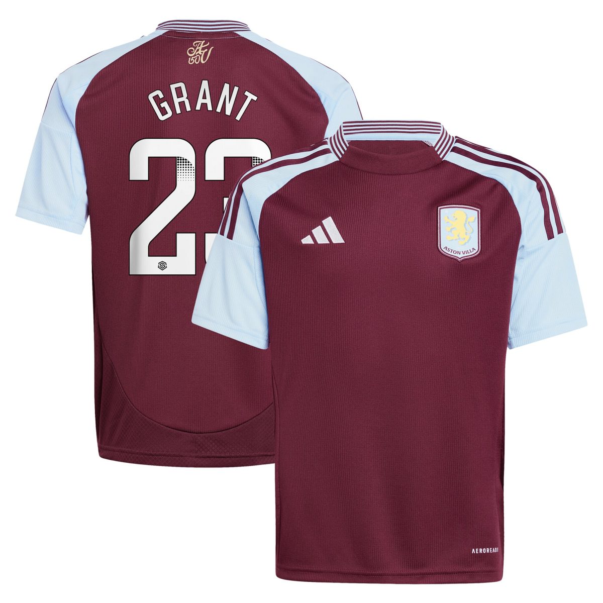 aston villa wsl adidas home shirt 2024-25 – kids with grant 23 printing Collection | Official Aston Villa FC Gear Online
