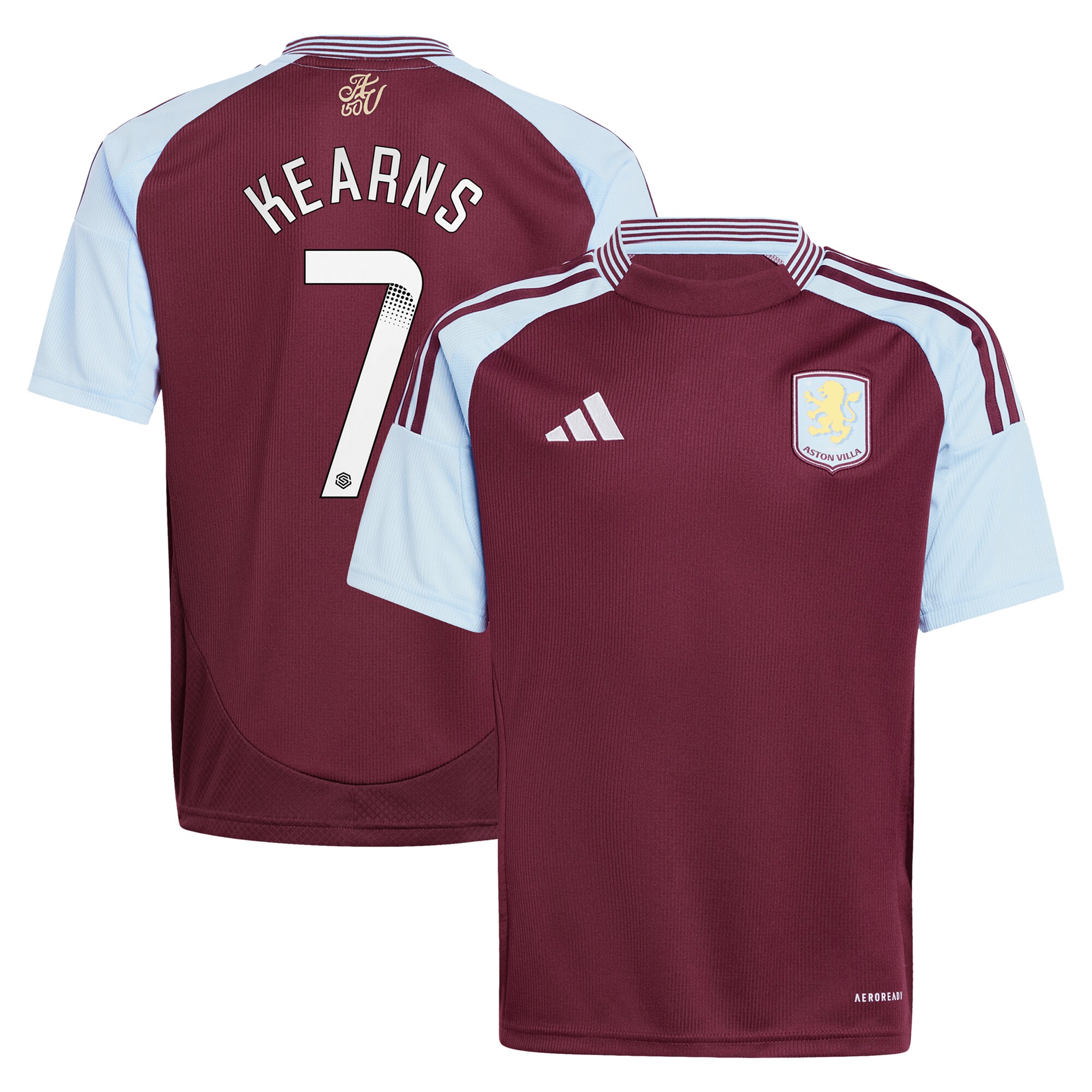 aston villa wsl adidas home shirt 2024-25 – kids with kearns 7 printing Collection | Official Aston Villa FC Gear Online