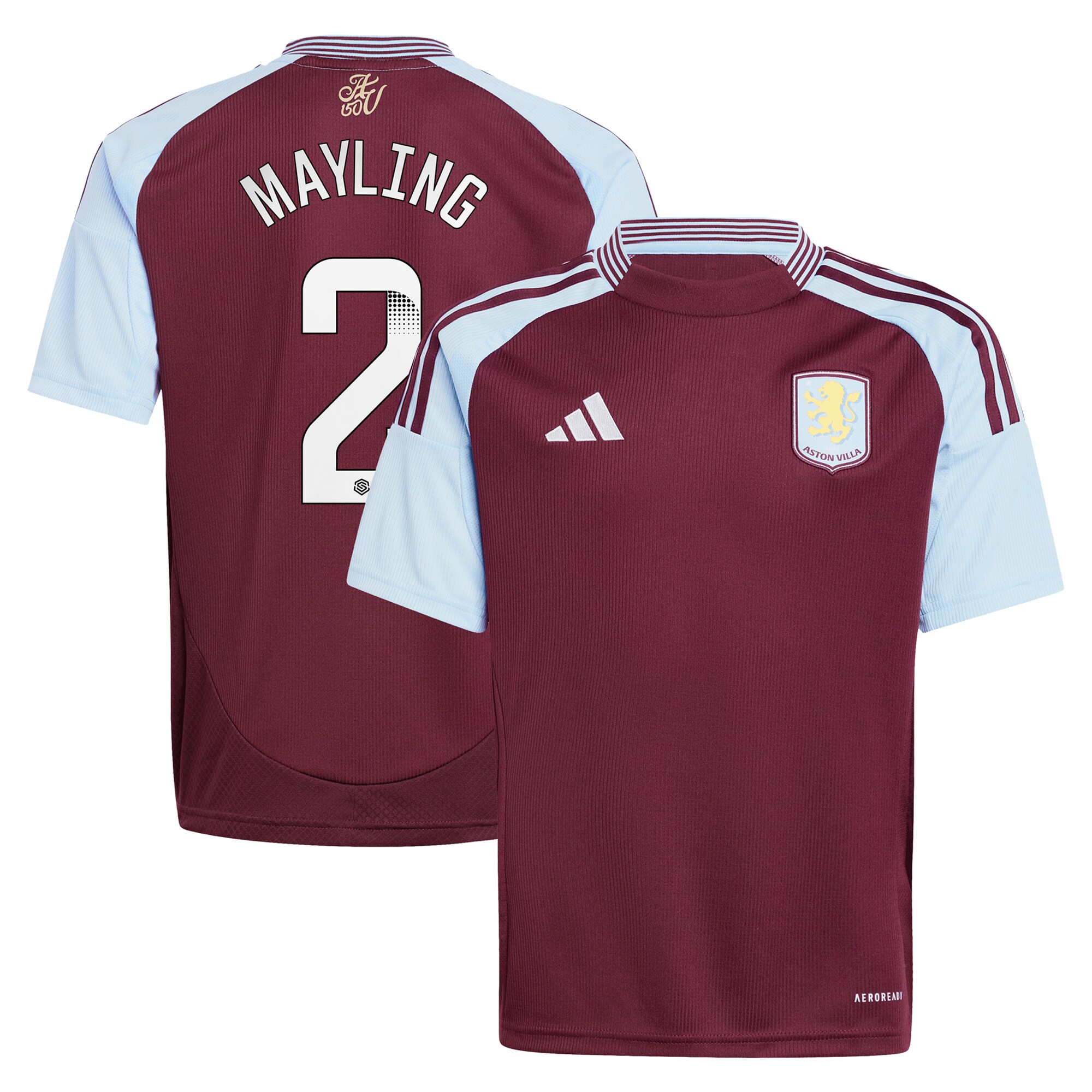 aston villa wsl adidas home shirt 2024-25 – kids with mayling 2 printing Collection | Official Aston Villa FC Gear Online