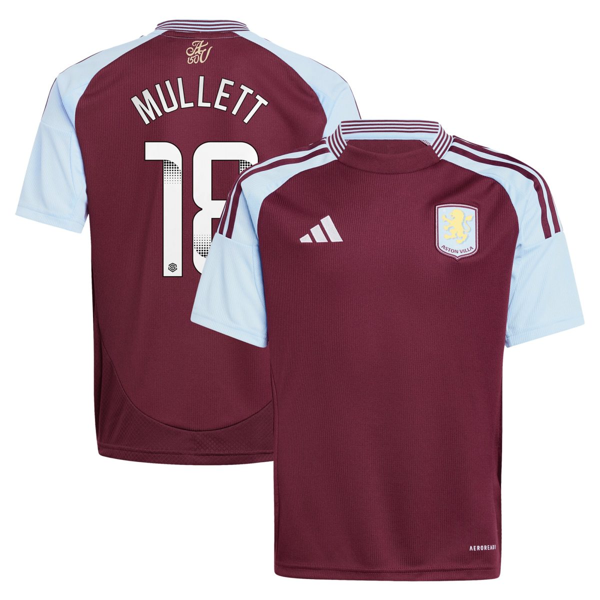 aston villa wsl adidas home shirt 2024-25 – kids with mullett 18 printing Collection | Official Aston Villa FC Gear Online