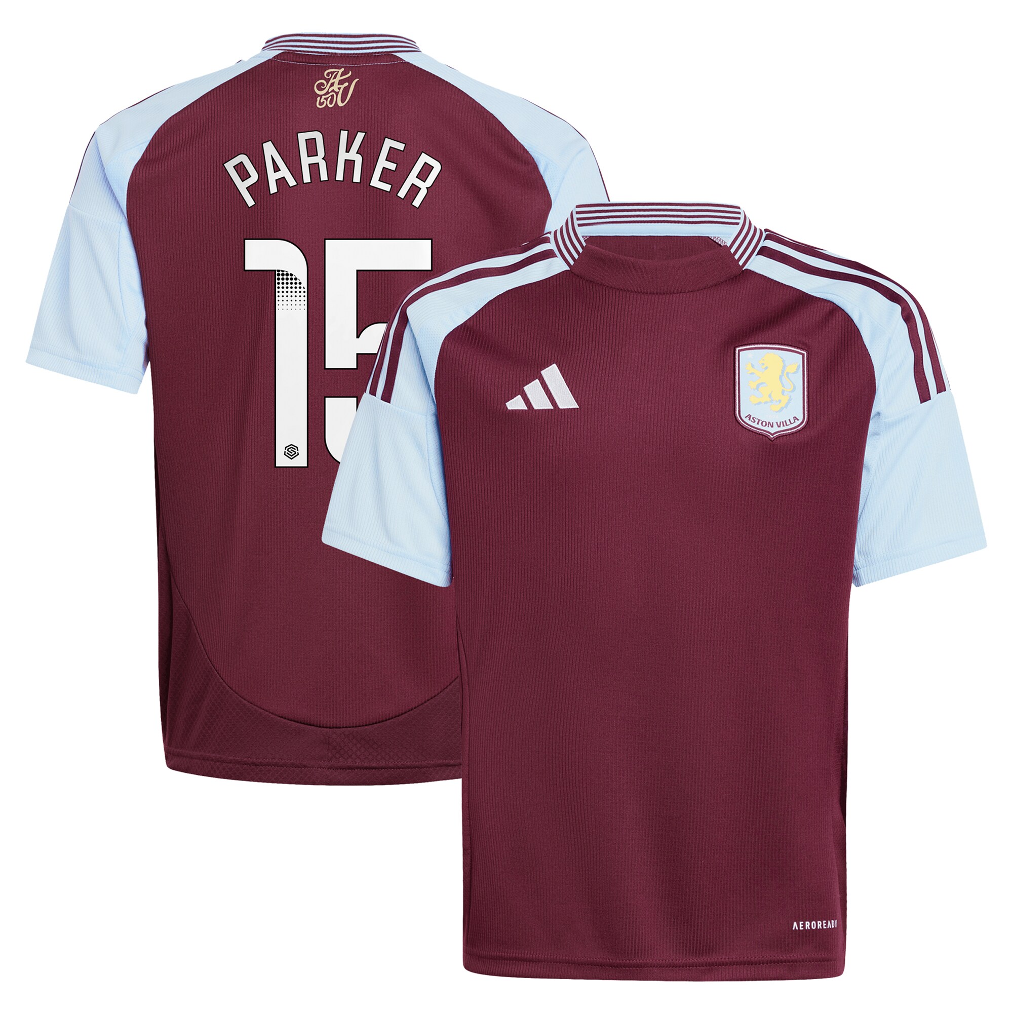 aston villa wsl adidas home shirt 2024-25 – kids with parker 15 printing Collection | Official Aston Villa FC Gear Online