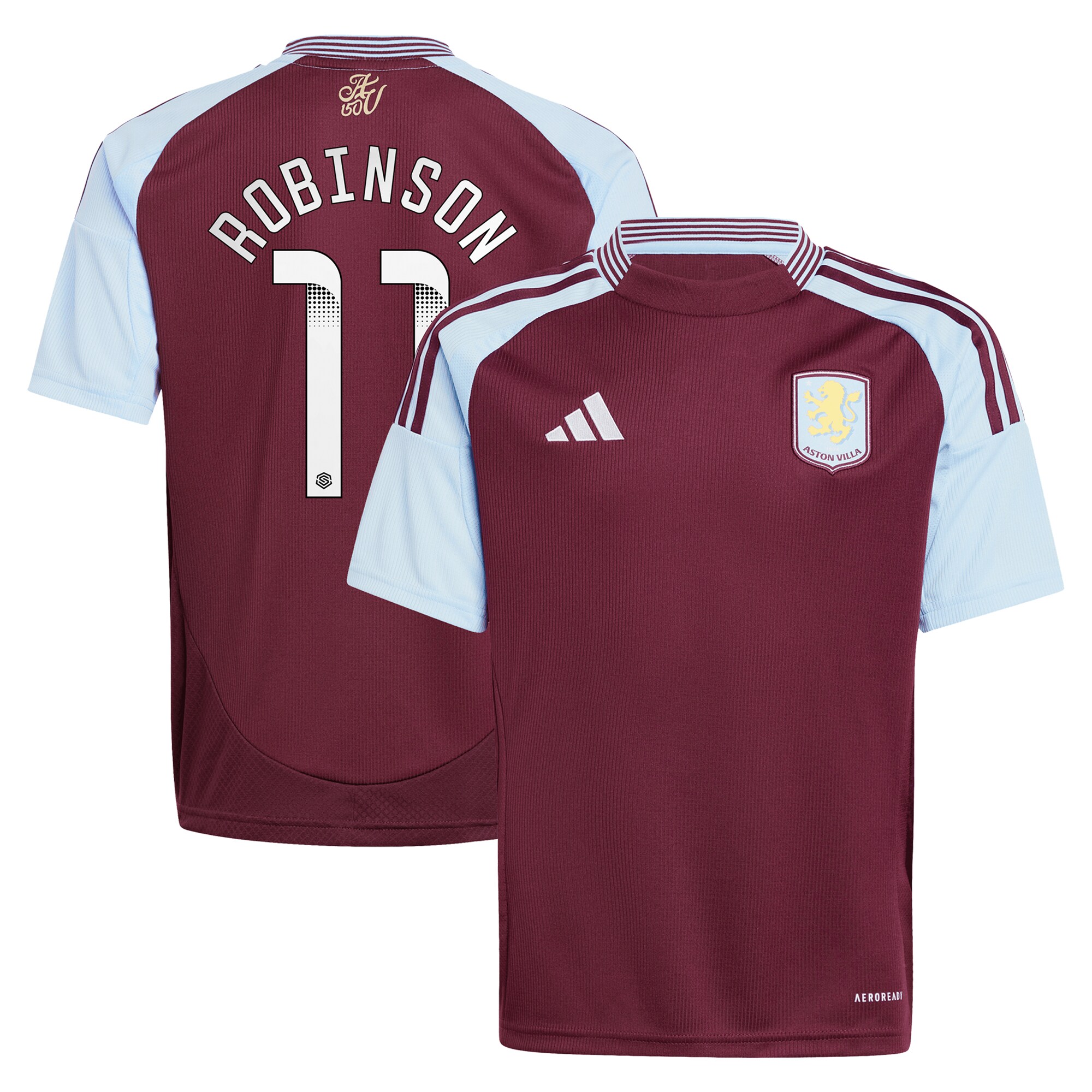 aston villa wsl adidas home shirt 2024-25 – kids with robinson 11 printing Collection | Official Aston Villa FC Gear Online