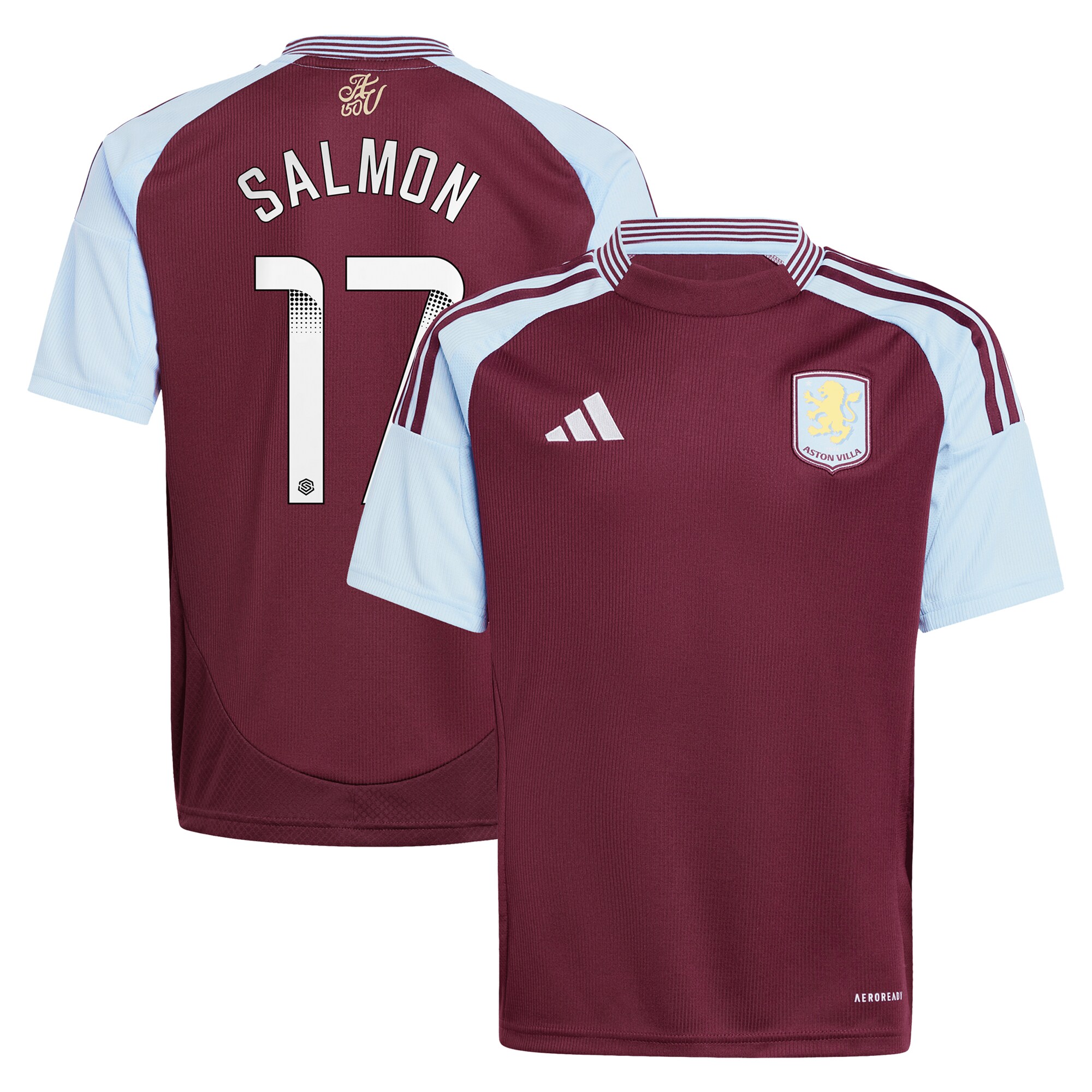 aston villa wsl adidas home shirt 2024-25 – kids with salmon 17 printing Collection | Official Aston Villa FC Gear Online