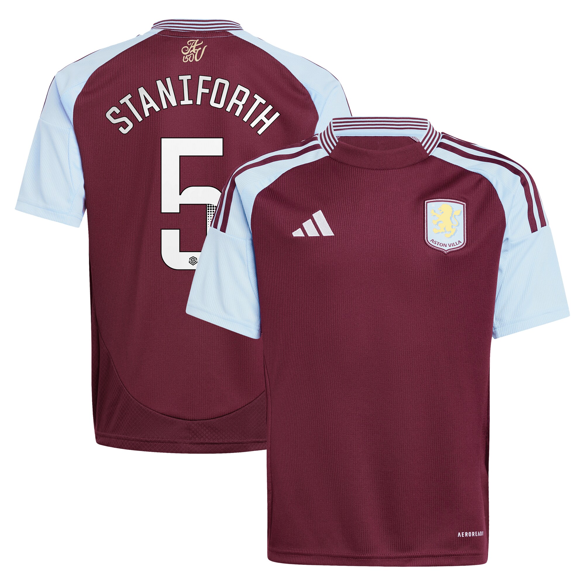 aston villa wsl adidas home shirt 2024-25 – kids with staniforth 5 printing Collection | Official Aston Villa FC Gear Online