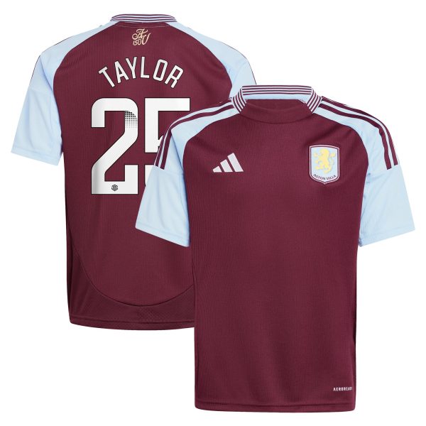 aston villa wsl adidas home shirt 2024-25 – kids with taylor 25 printing Collection | Official Aston Villa FC Gear Online