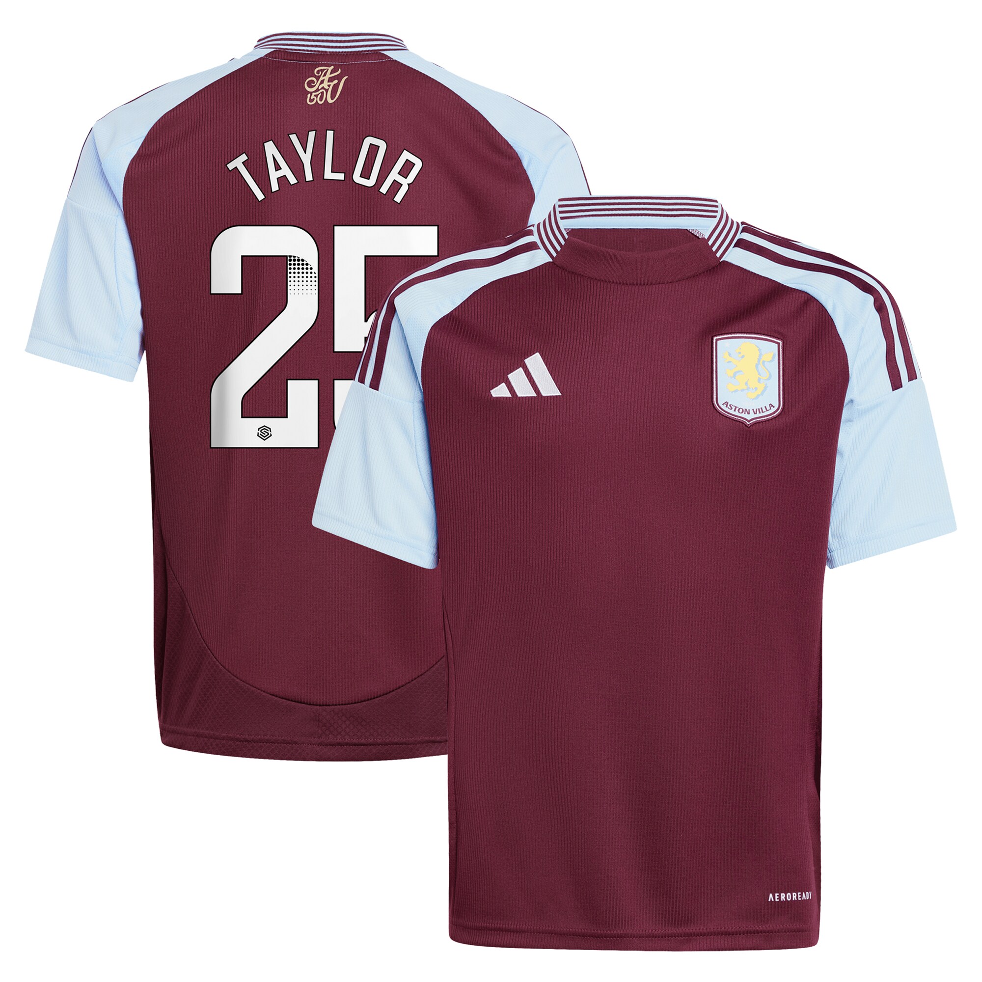 aston villa wsl adidas home shirt 2024-25 – kids with taylor 25 printing Collection | Official Aston Villa FC Gear Online