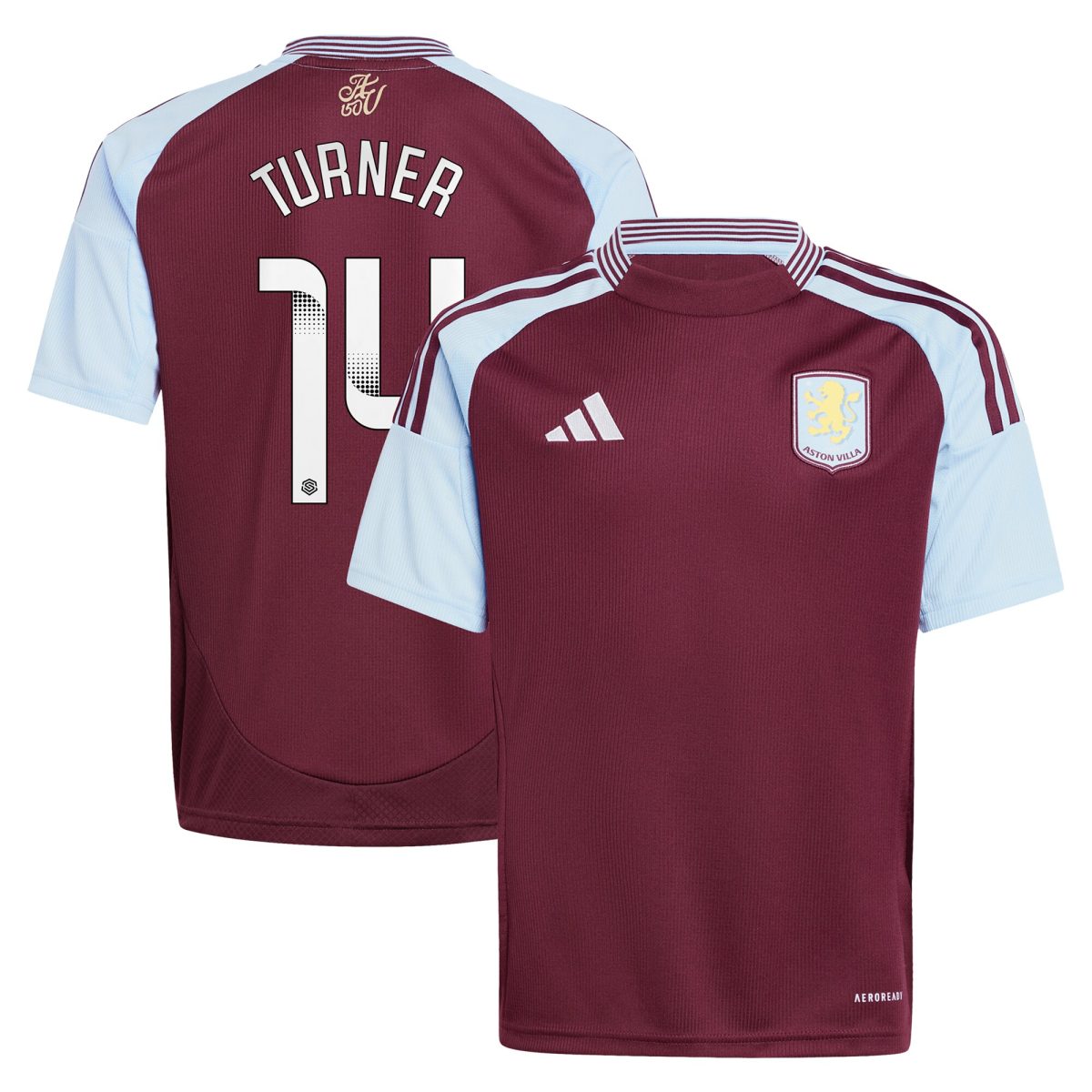 aston villa wsl adidas home shirt 2024-25 – kids with turner 14 printing Collection | Official Aston Villa FC Gear Online