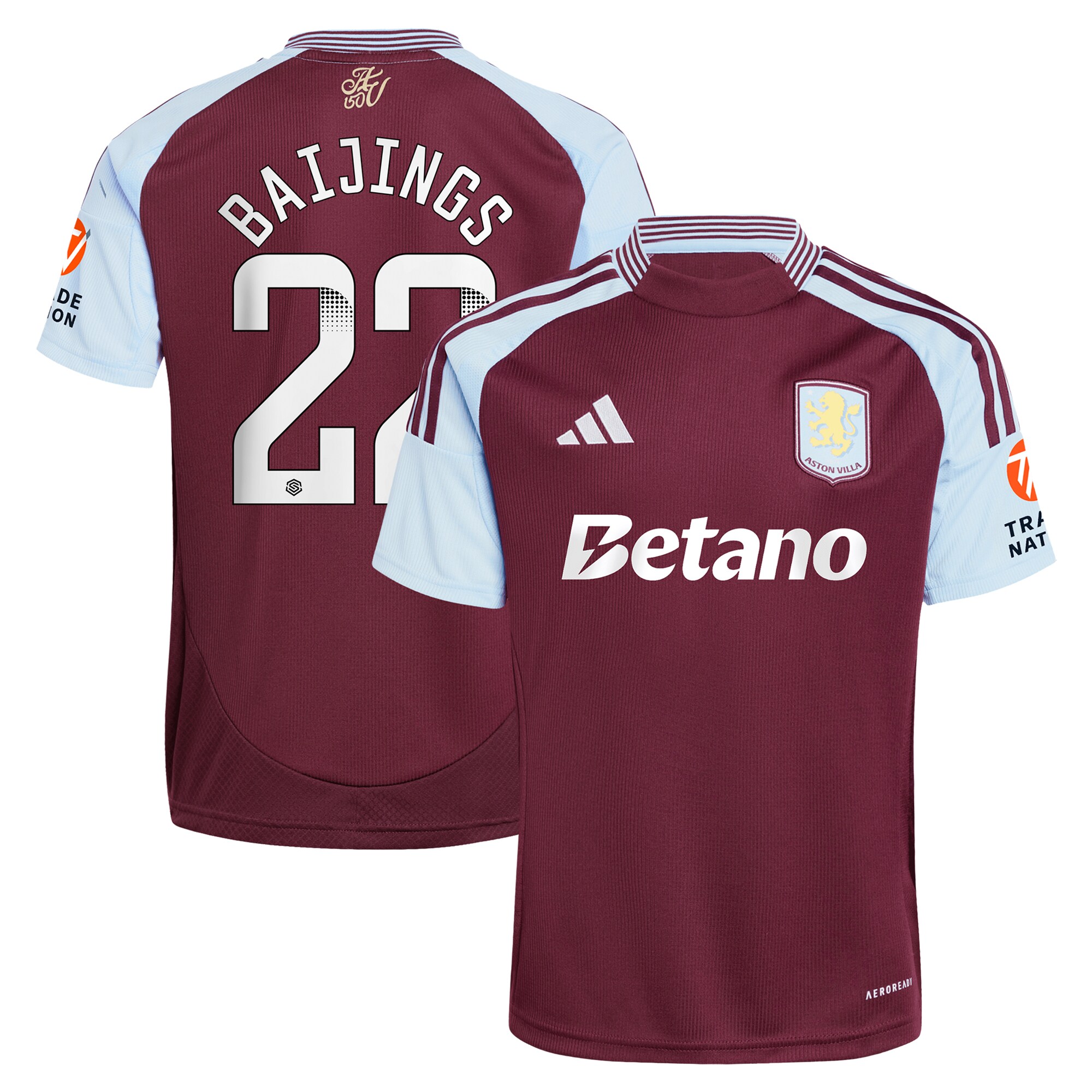 aston villa wsl adidas home shirt 2024-25 with baijings 22 printing Collection | Official Aston Villa FC Gear Online