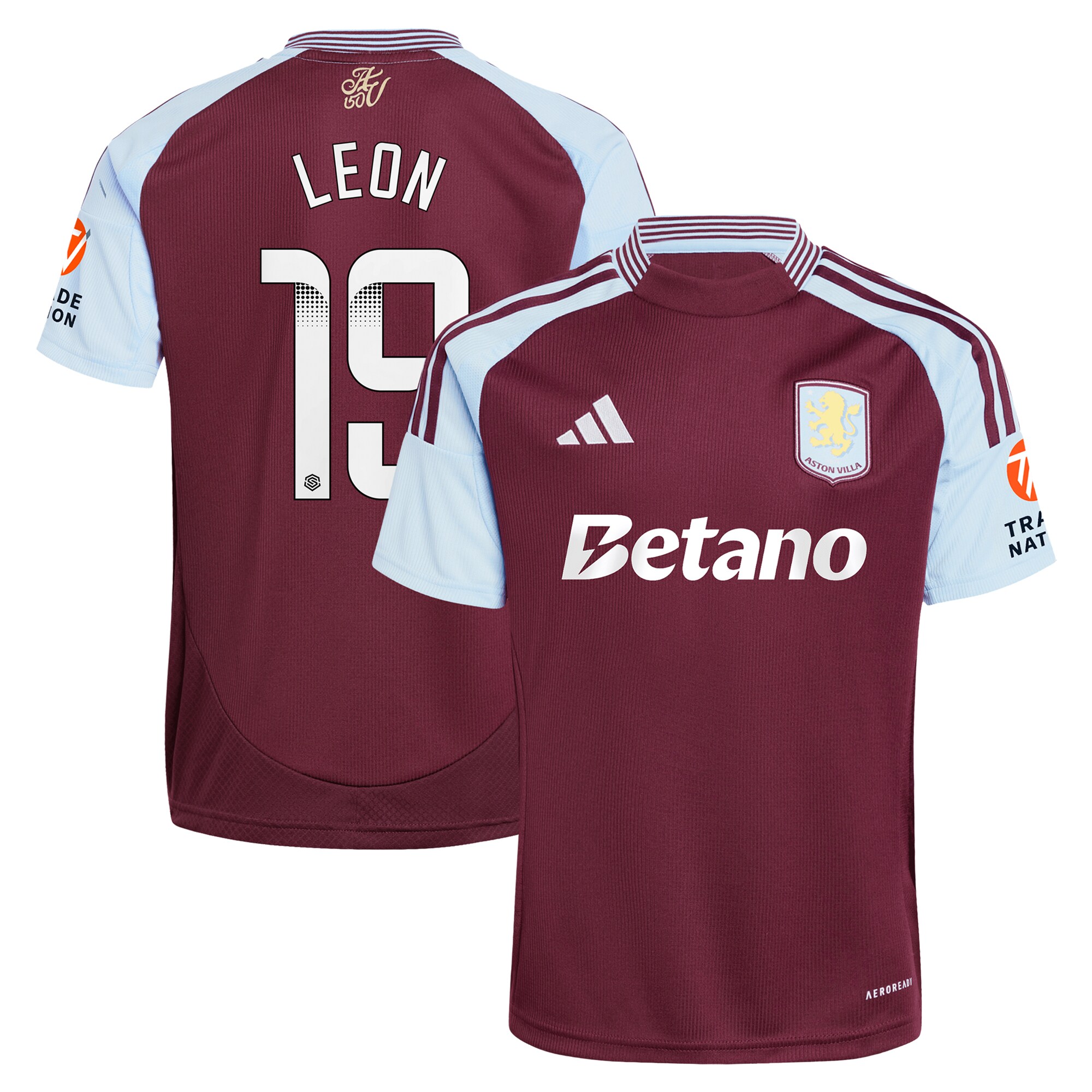 aston villa wsl adidas home shirt 2024-25 with leon 19 printing Collection | Official Aston Villa FC Gear Online
