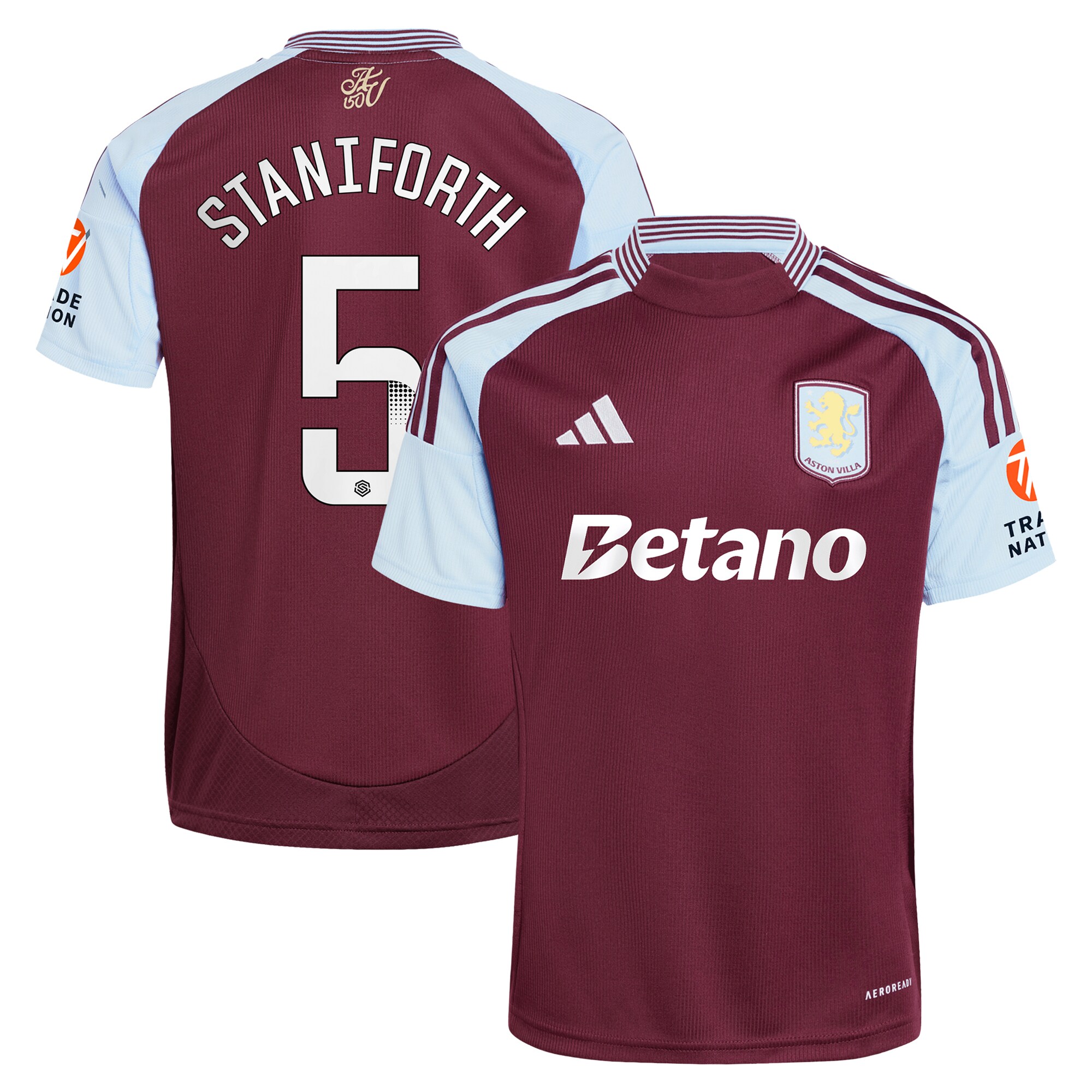 aston villa wsl adidas home shirt 2024-25 with staniforth 5 printing Collection | Official Aston Villa FC Gear Online