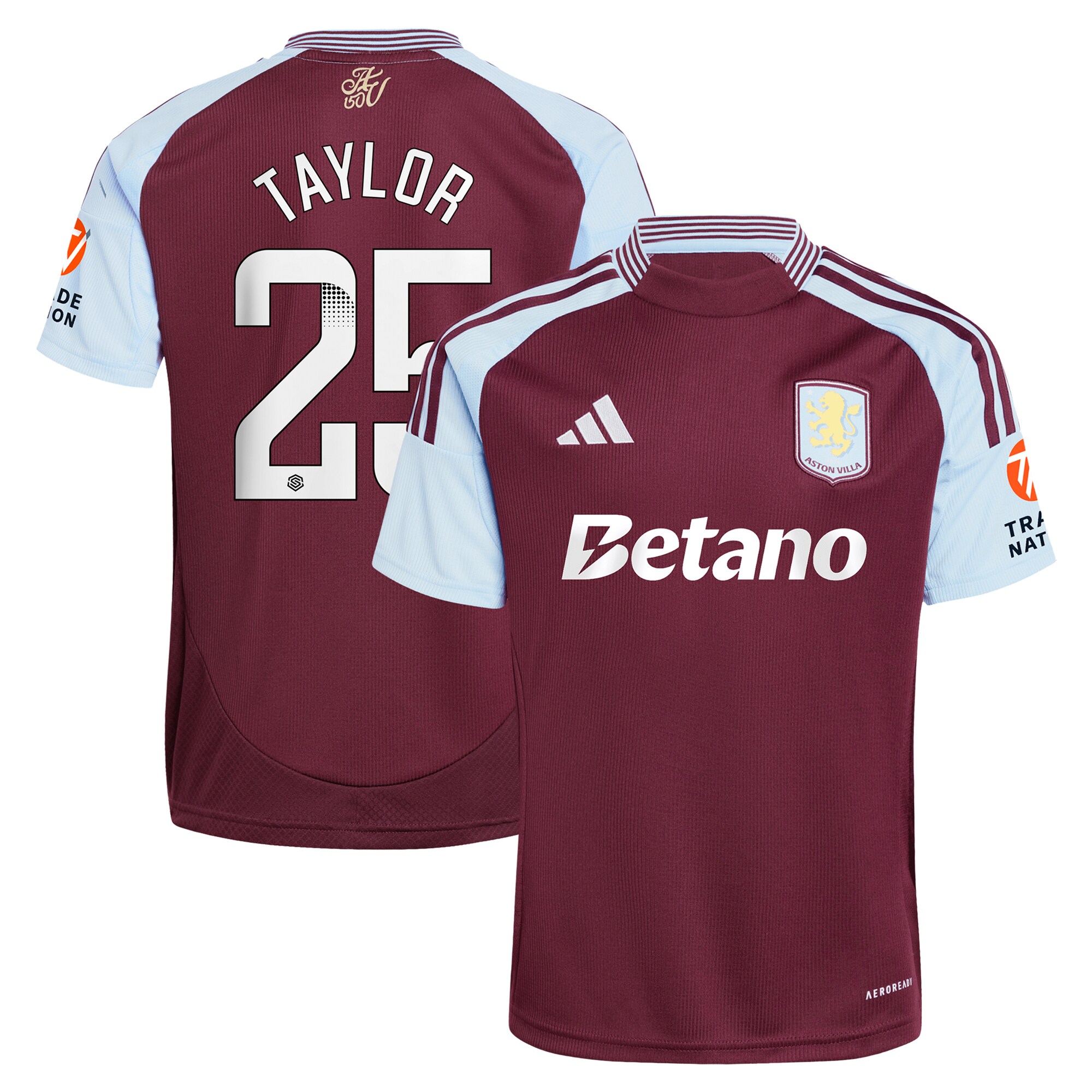 aston villa wsl adidas home shirt 2024-25 with taylor 25 printing Collection | Official Aston Villa FC Gear Online