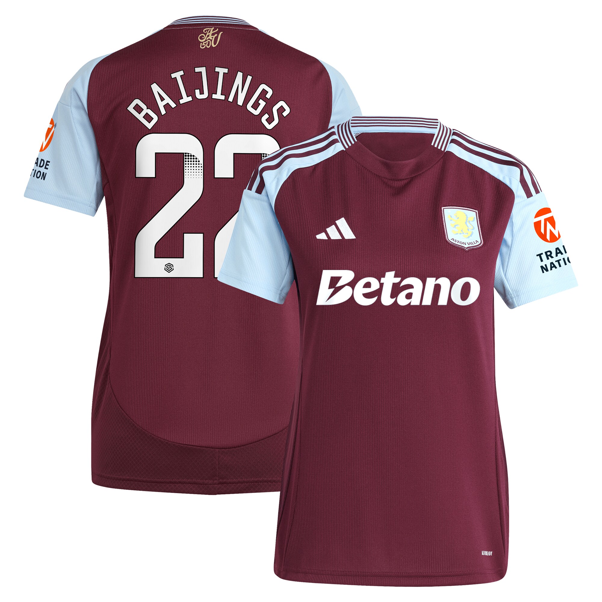 aston villa wsl adidas home shirt 2024-25 – womens with baijings 22 printing Collection | Official Aston Villa FC Gear Online